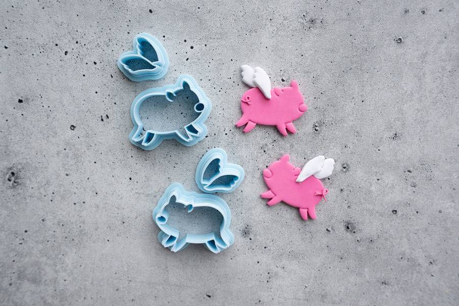 Flying Pig with Wings - Mirrored 4-piece set