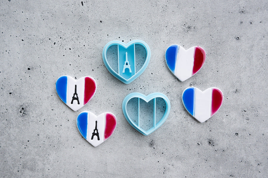 Flag Heart - Eiffel Embossed Heart Flag