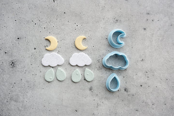 Rainy Night Dangle - Moon, Cloud and Rain 3 piece set