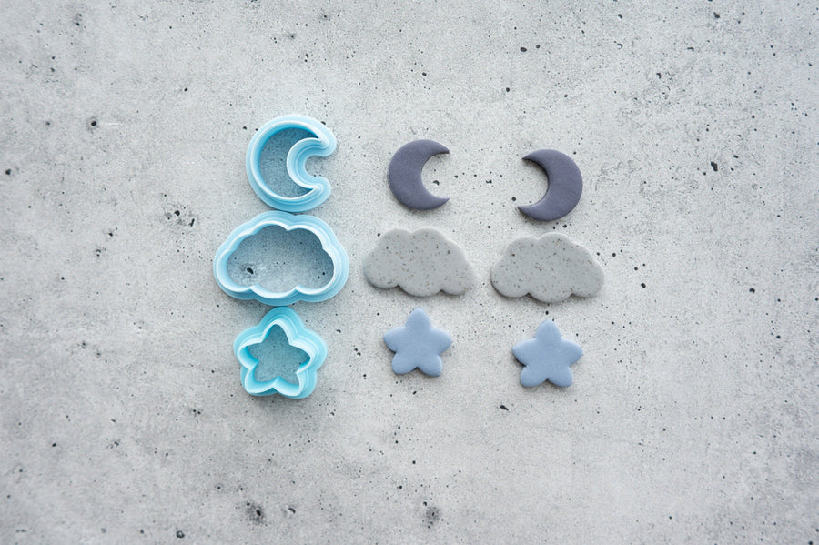 Starry Night Dangle - Moon, Cloud and Star 3 piece set