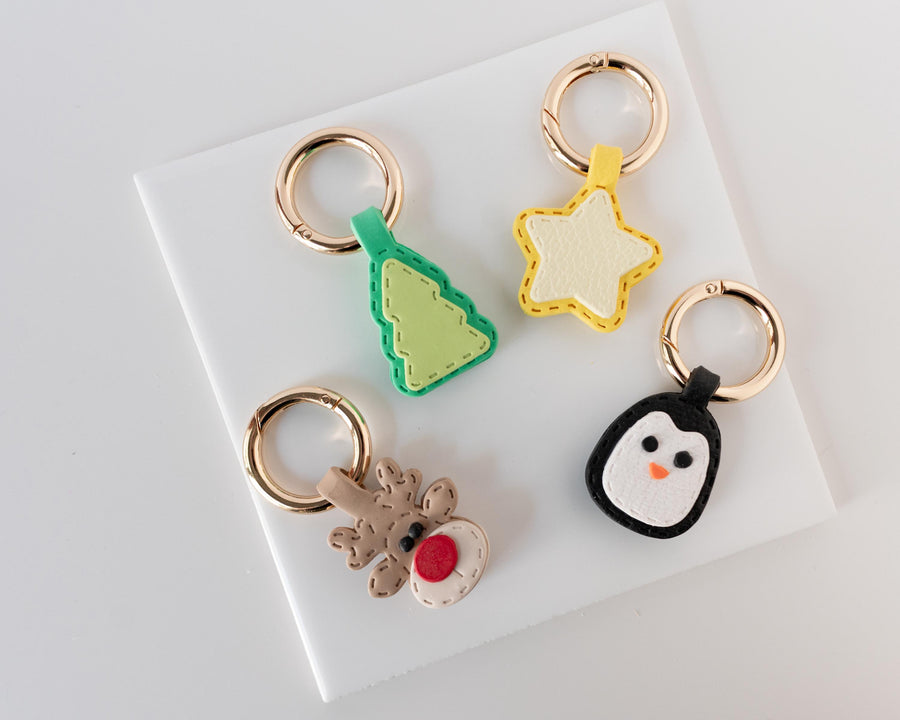 Reindeer - Stitched Clay Leather Effect Keychain