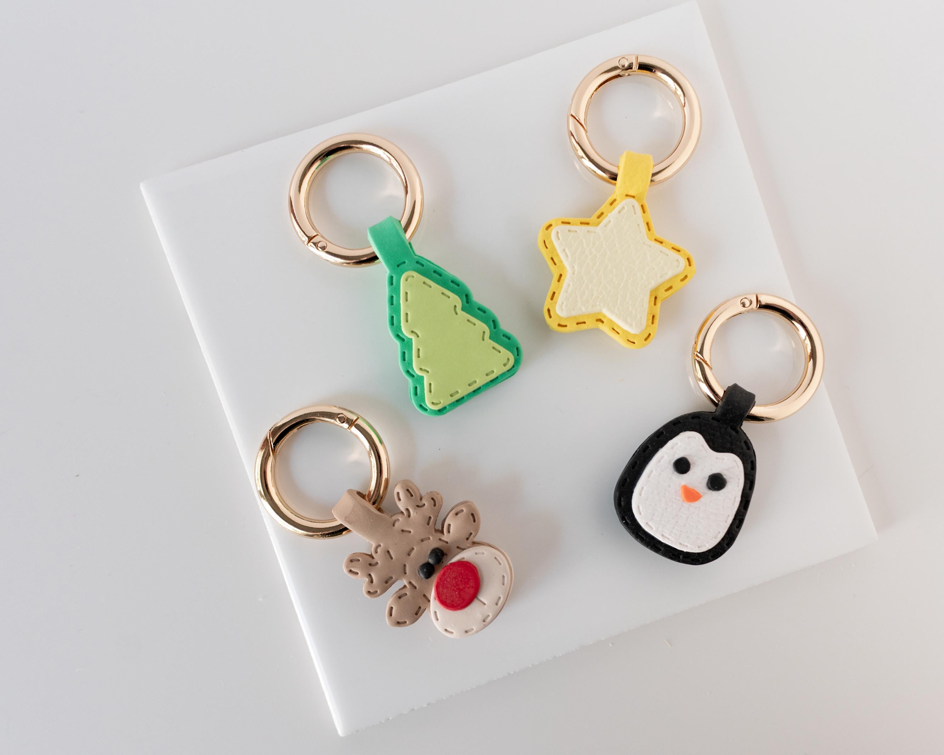 Christmas Tree - Stitched Clay Leather Effect Keychain