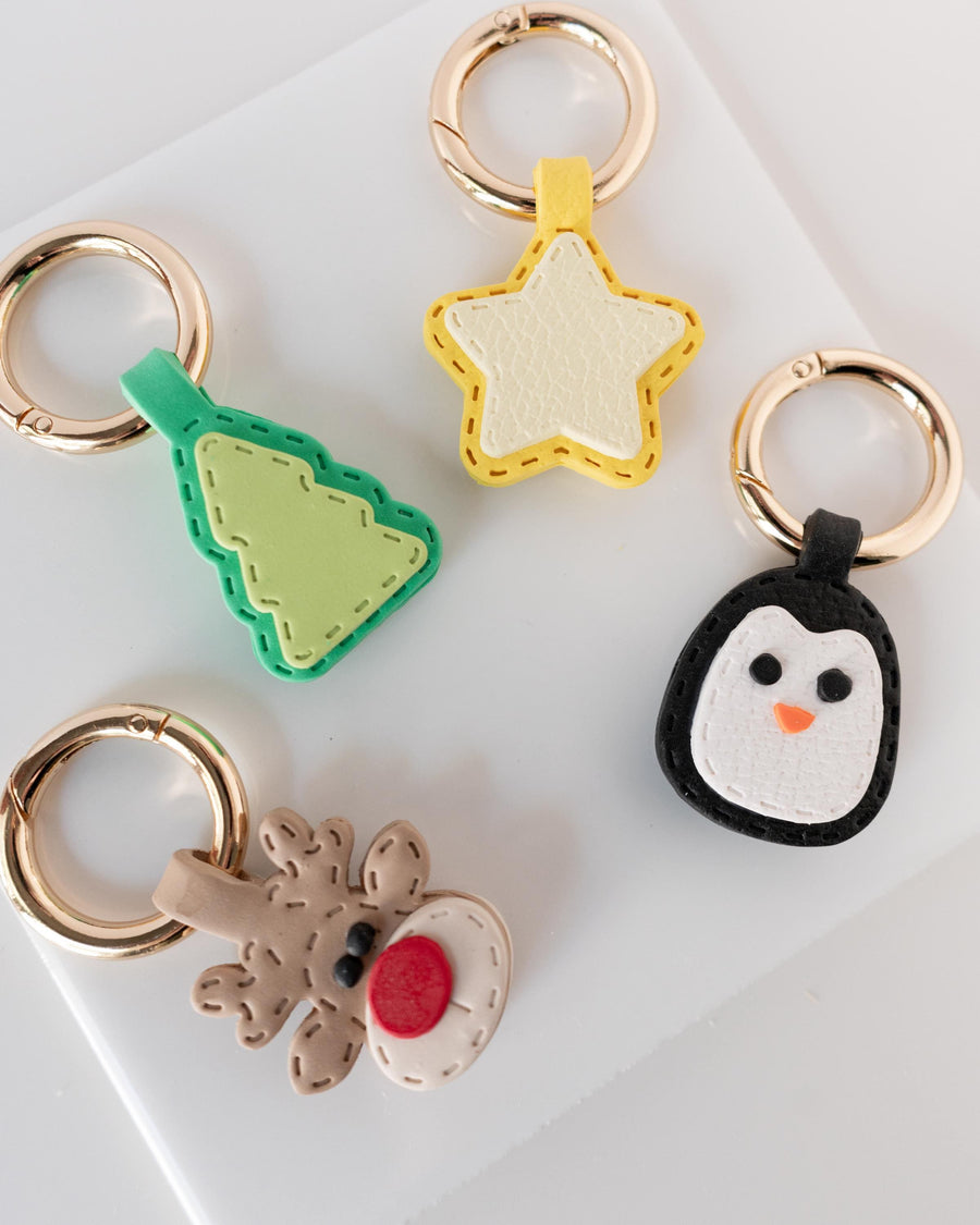 Reindeer - Stitched Clay Leather Effect Keychain