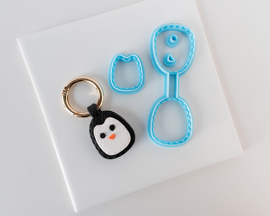 Penguin - Stitched Clay Leather Effect Keychain