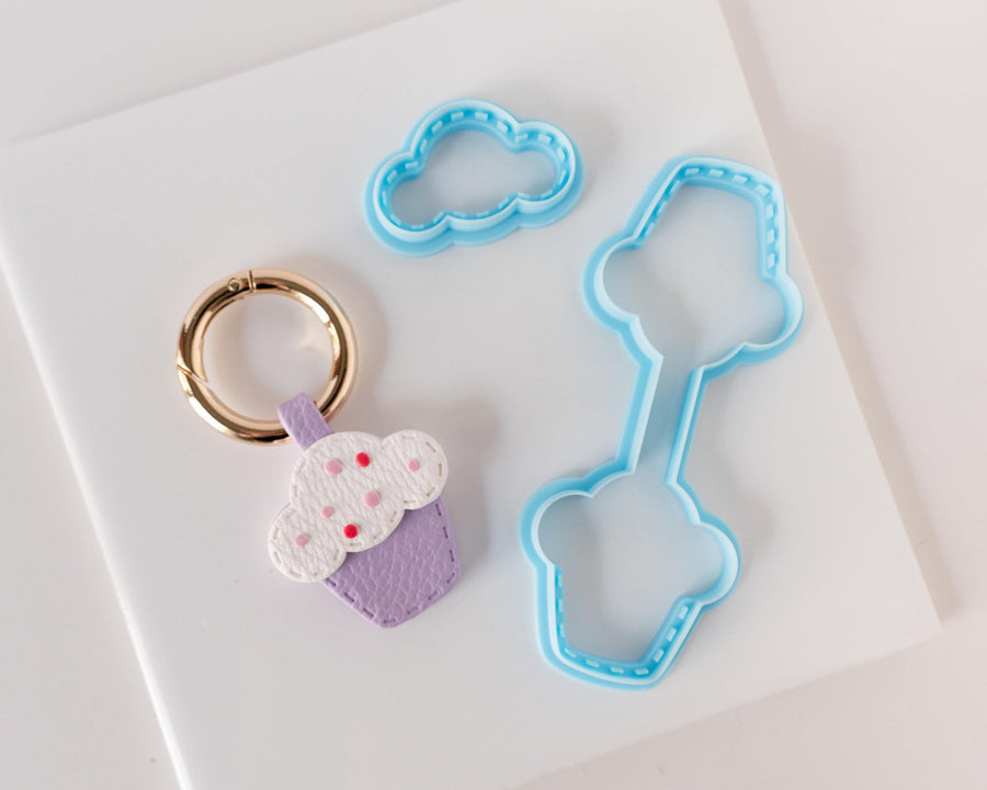 Cupcake - Stitched Clay Leather Effect Keychain