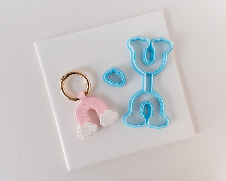 Rainbow - Stitched Clay Leather Effect Keychain