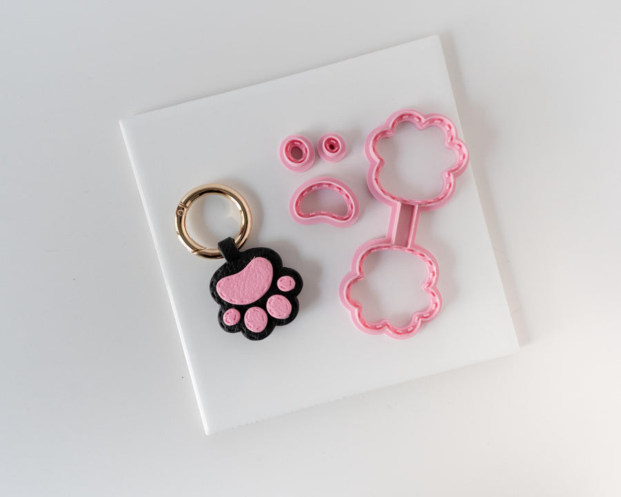 Cat Paw - Stitched Clay Leather Effect Keychain