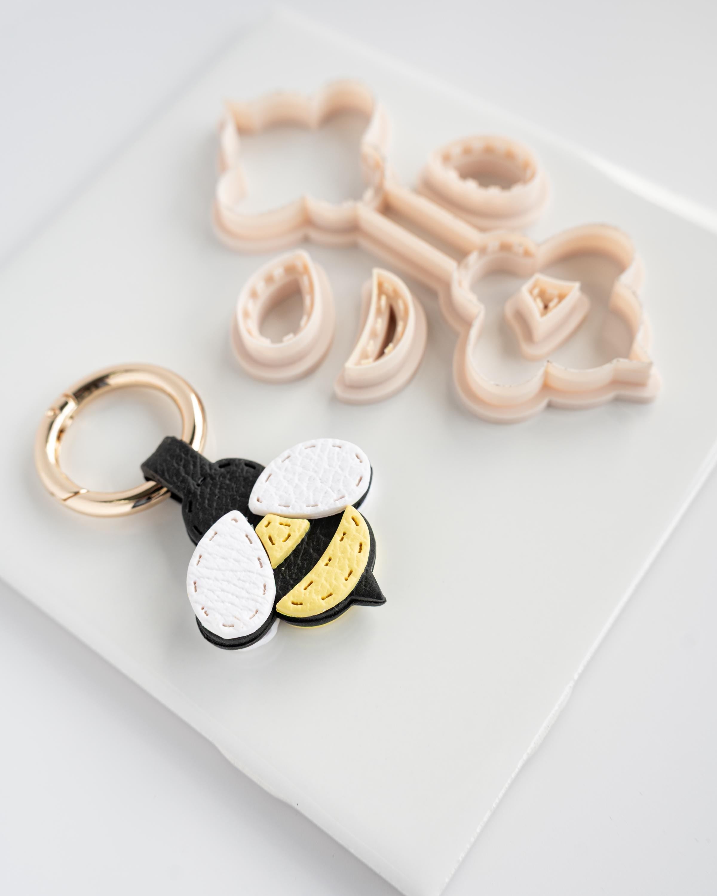 Bumble Bee - Stitched Clay Leather Effect Keychain