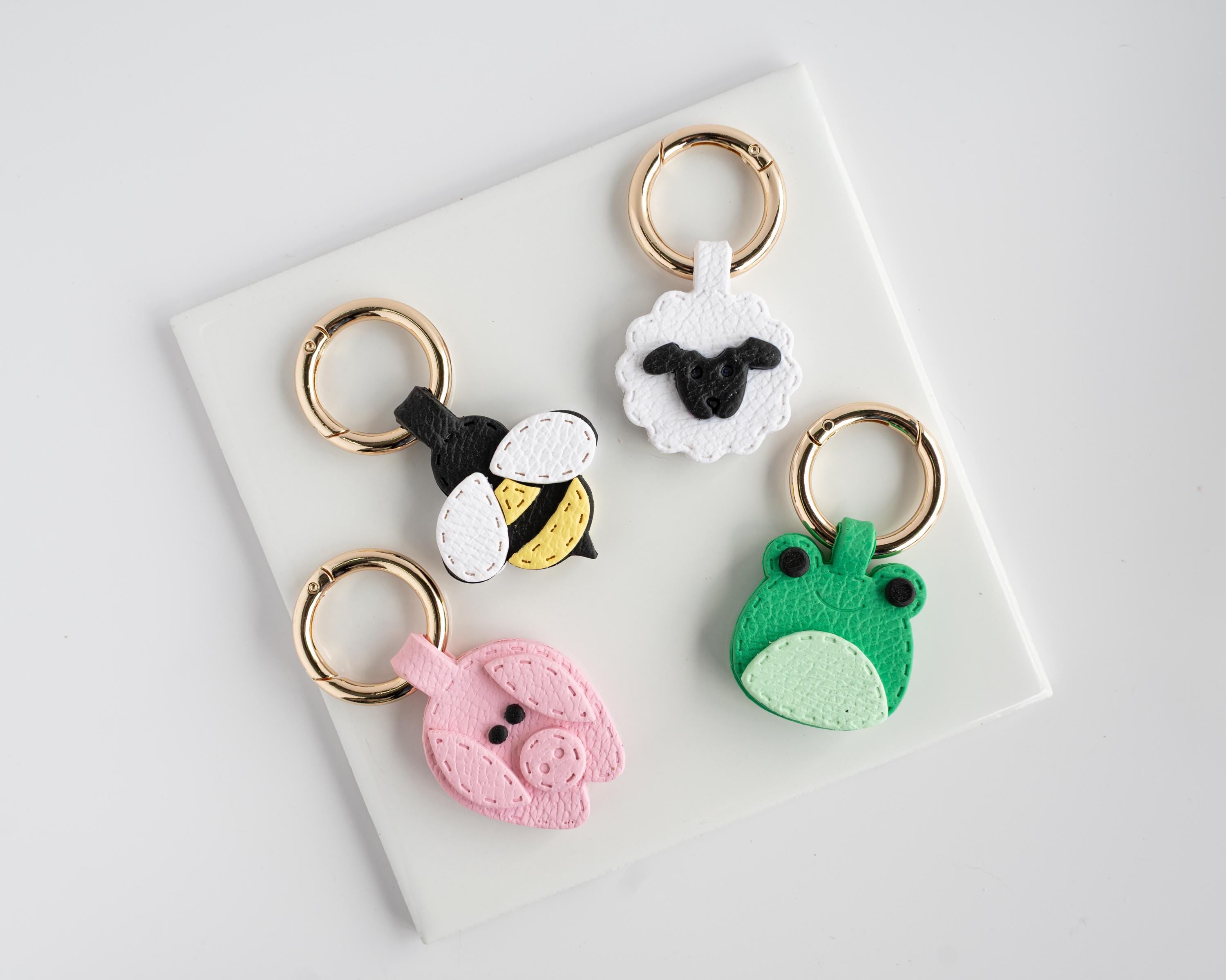 Bumble Bee - Stitched Clay Leather Effect Keychain