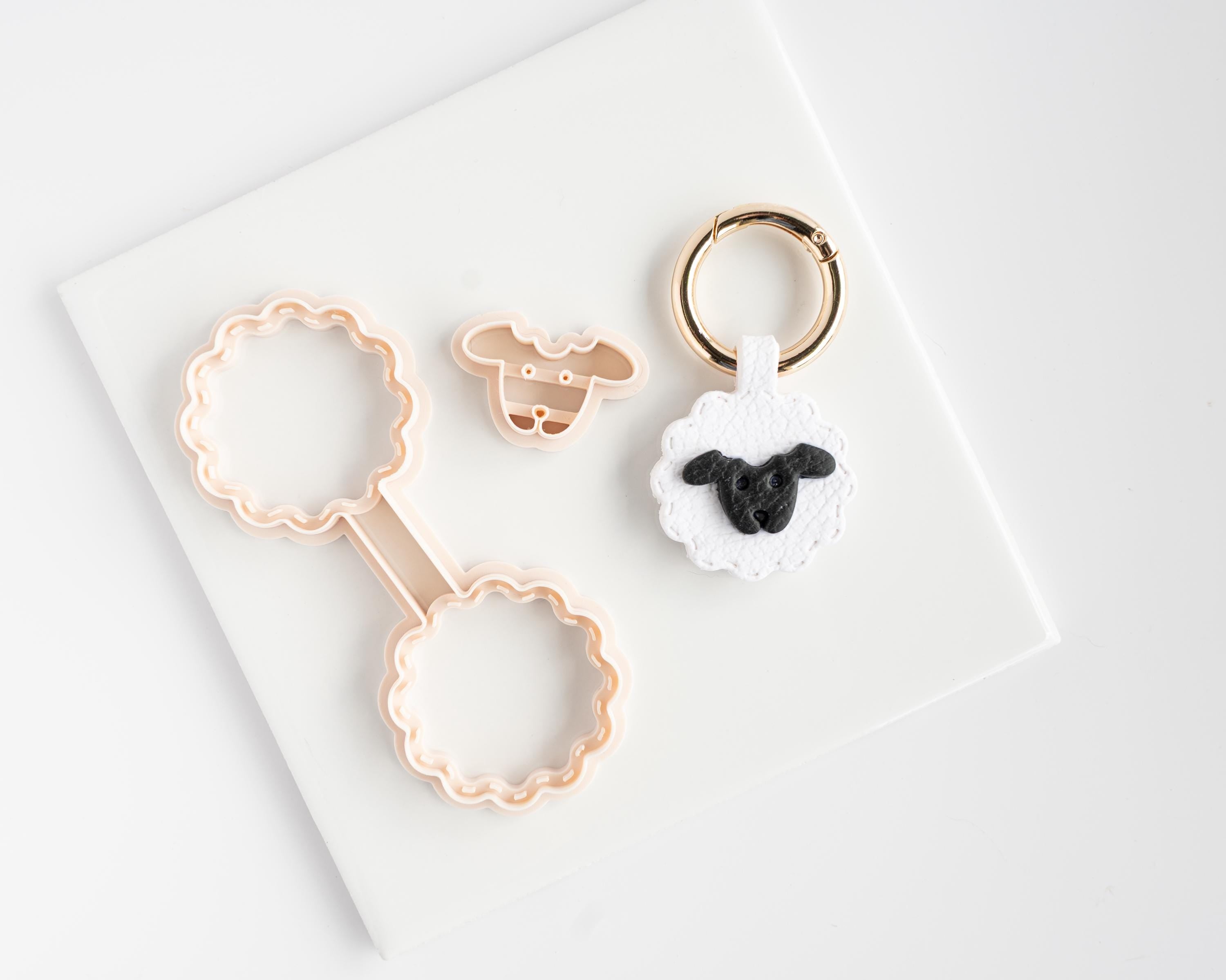 Sheep - Stitched Clay Leather Effect Keychain