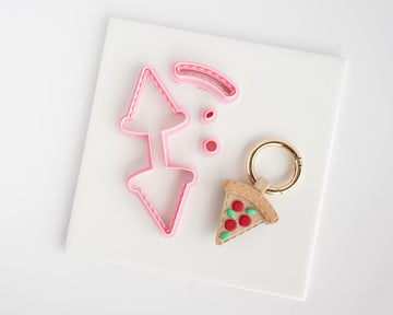 Pizza Slice - Stitched Clay Leather Effect Keychain