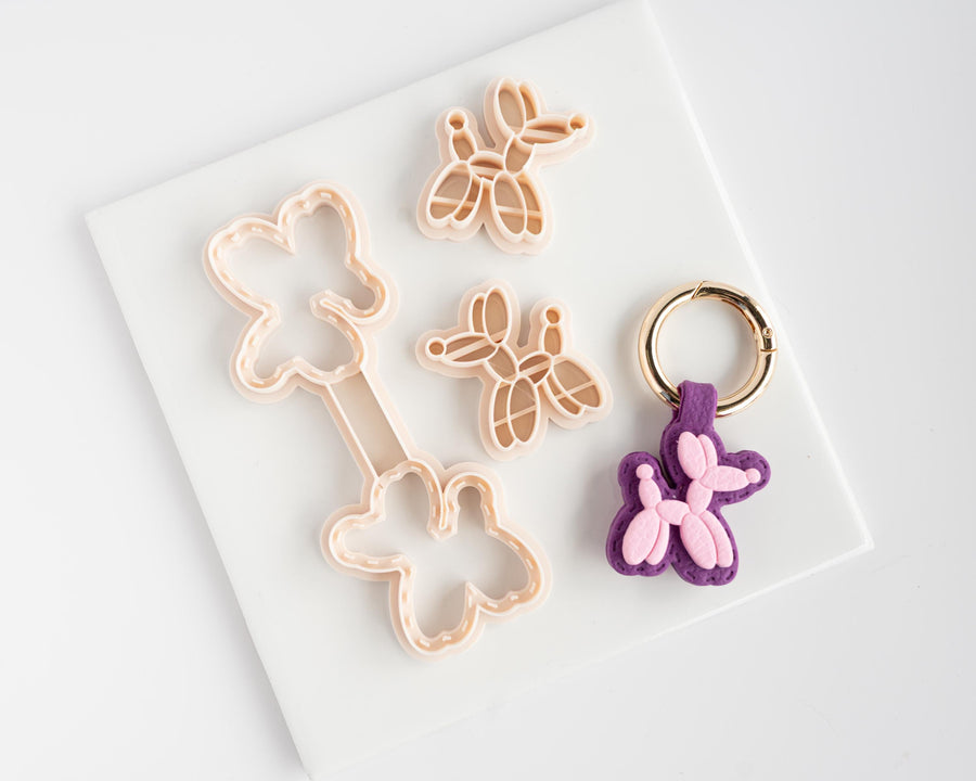 Balloon Dog - Stitched Clay Leather Effect Keychain