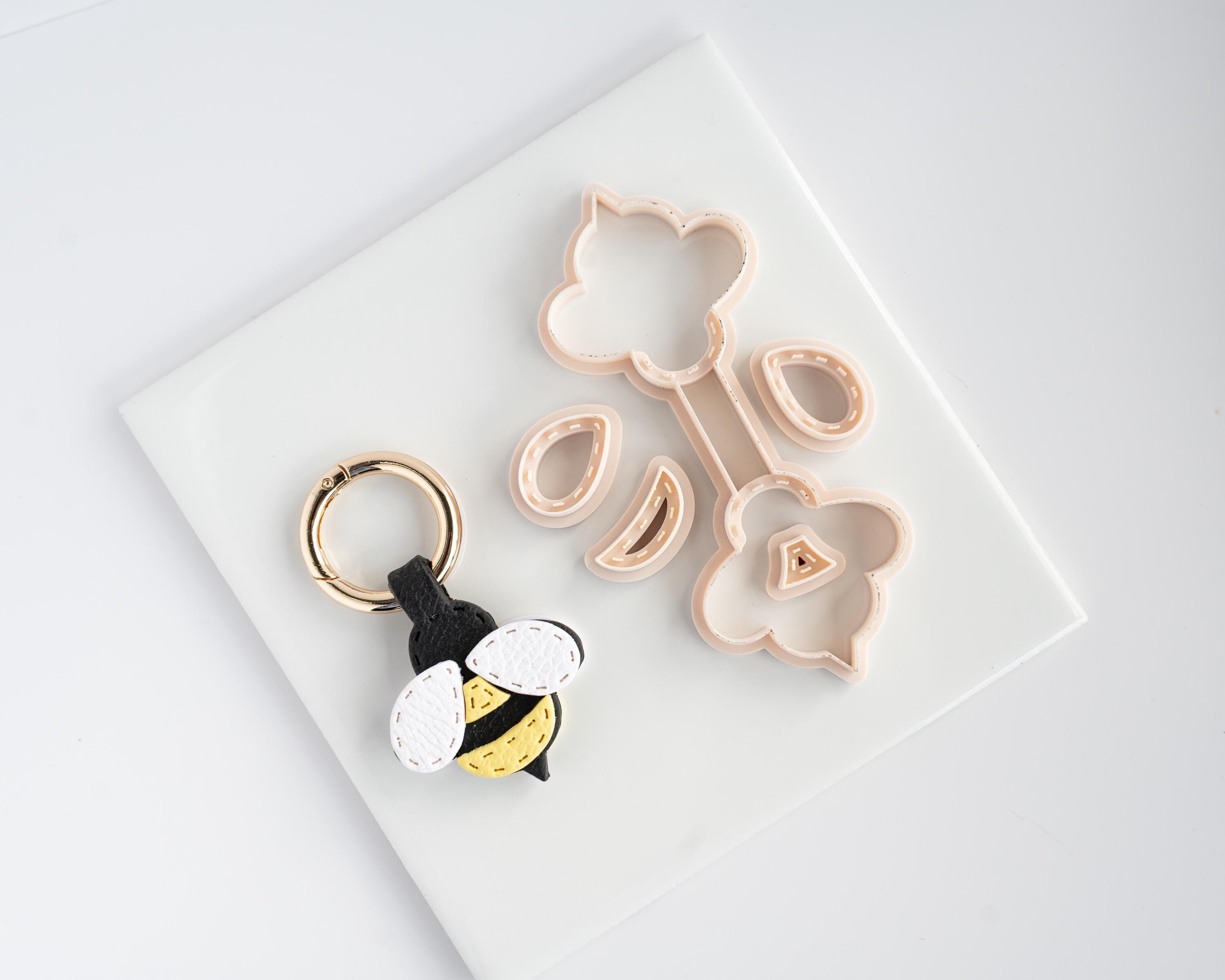 Bumble Bee - Stitched Clay Leather Effect Keychain