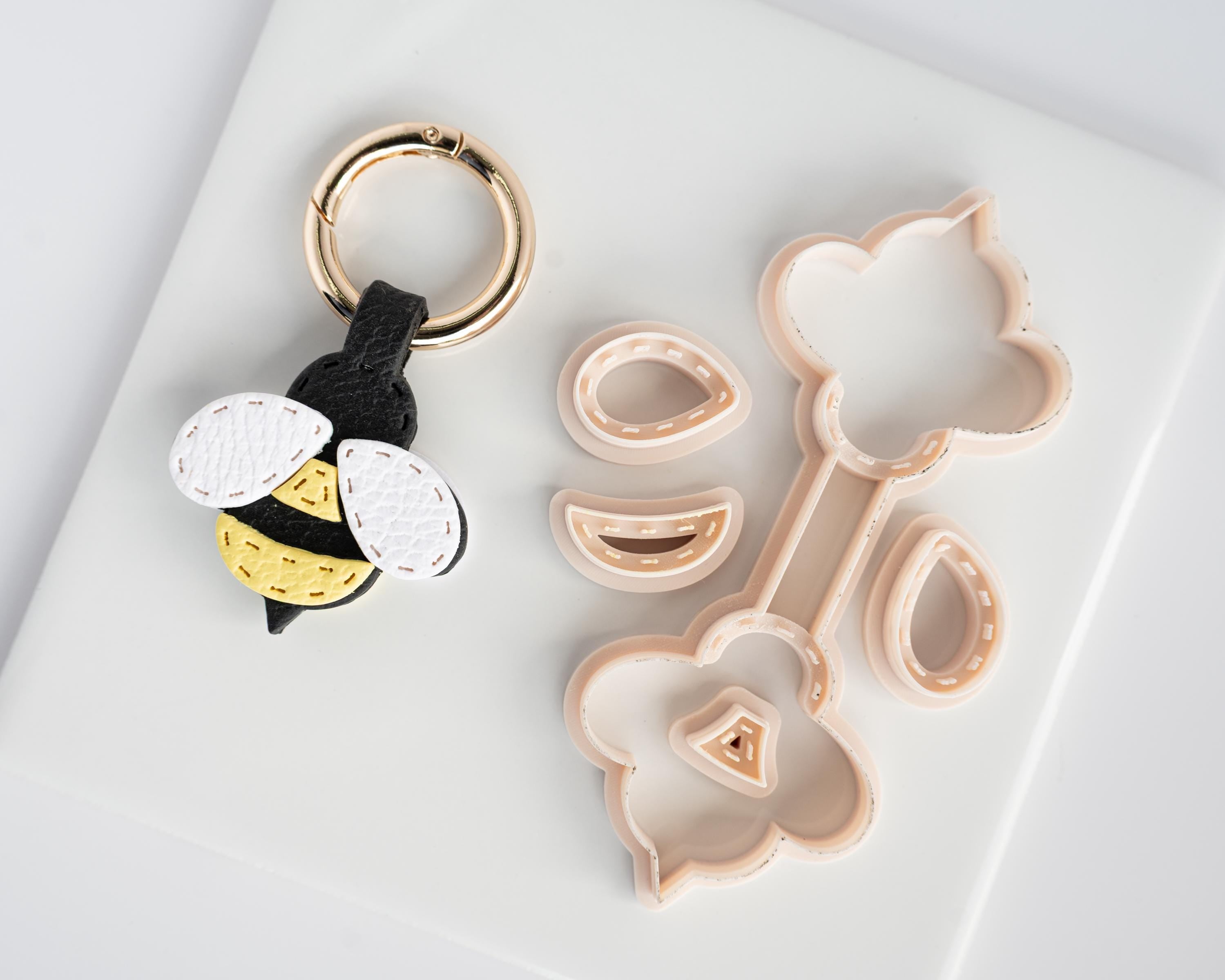 Bumble Bee - Stitched Clay Leather Effect Keychain