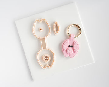 Pig - Stitched Clay Leather Effect Keychain