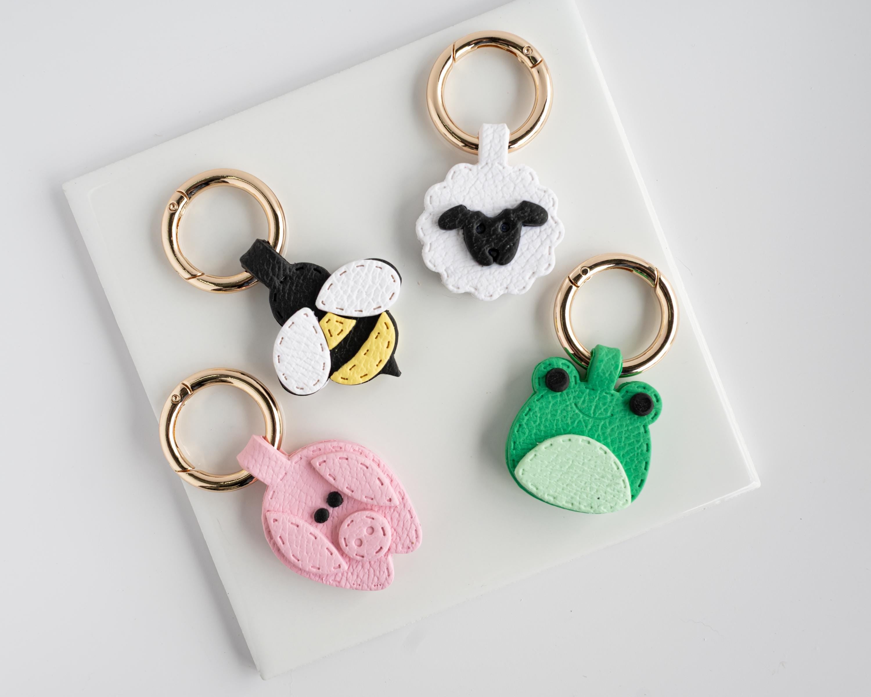 Sheep - Stitched Clay Leather Effect Keychain