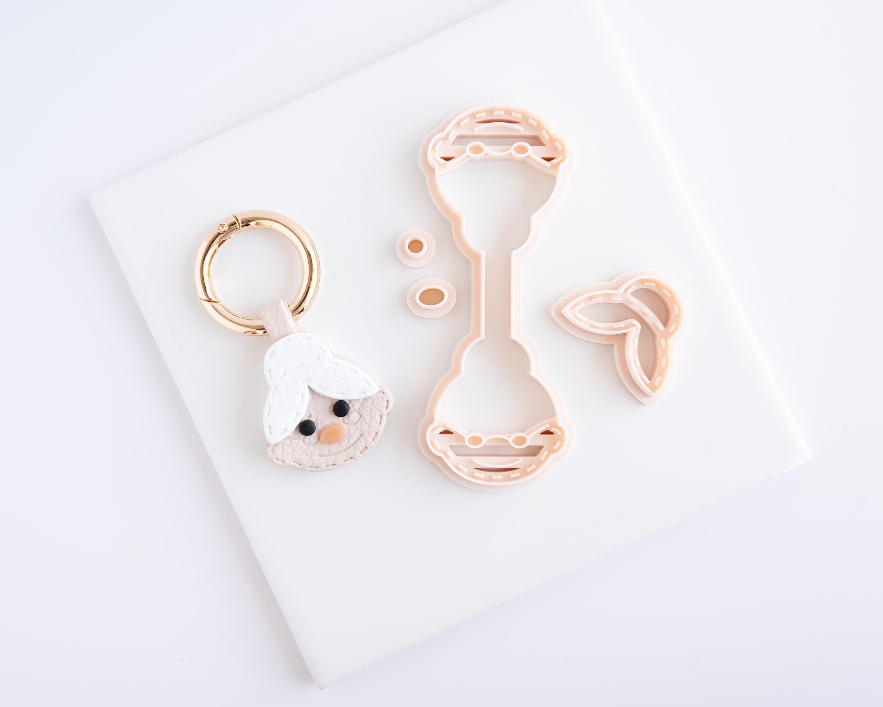 Mrs Claus - Stitched Clay Leather Effect Keychain - Christmas 2025