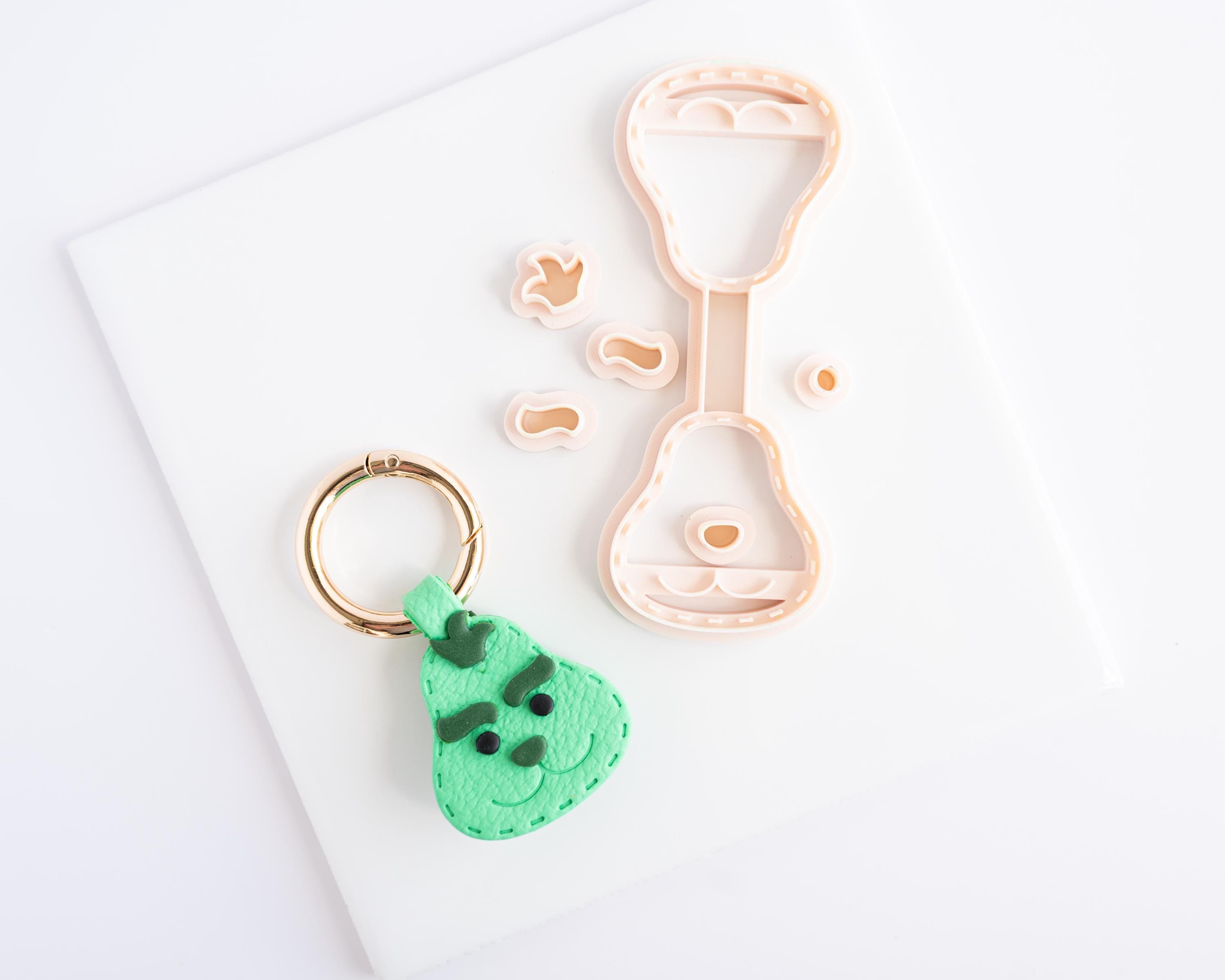 Green Meanie - Stitched Clay Leather Effect Keychain - Christmas 2025