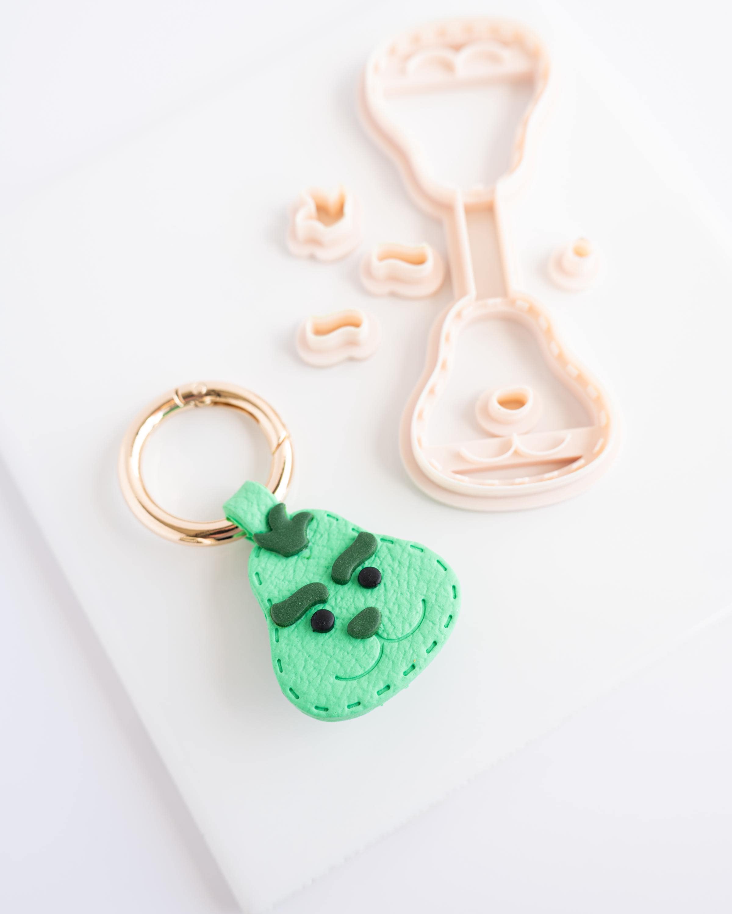 Green Meanie - Stitched Clay Leather Effect Keychain - Christmas 2025