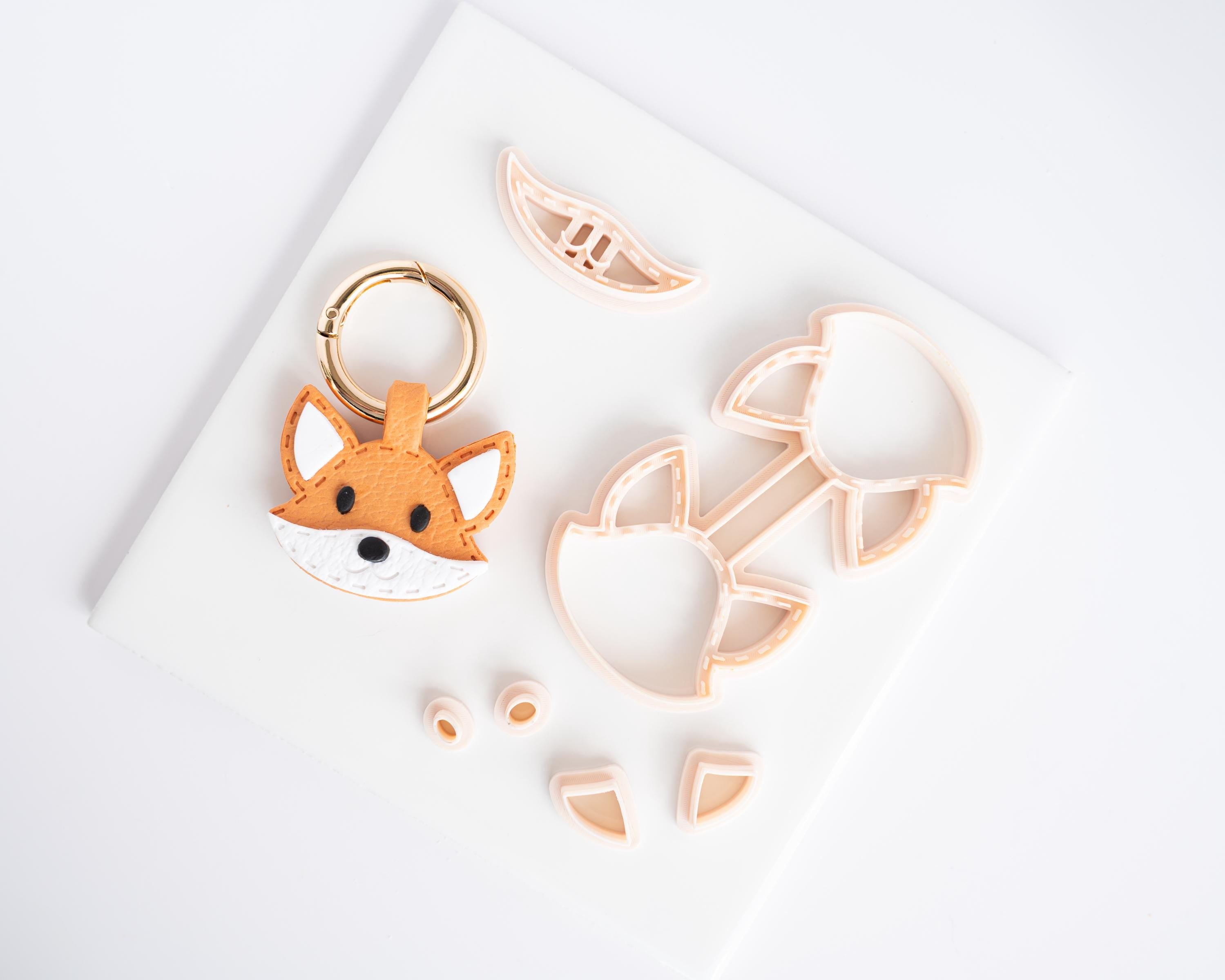 Fox - Stitched Clay Leather Effect Keychain