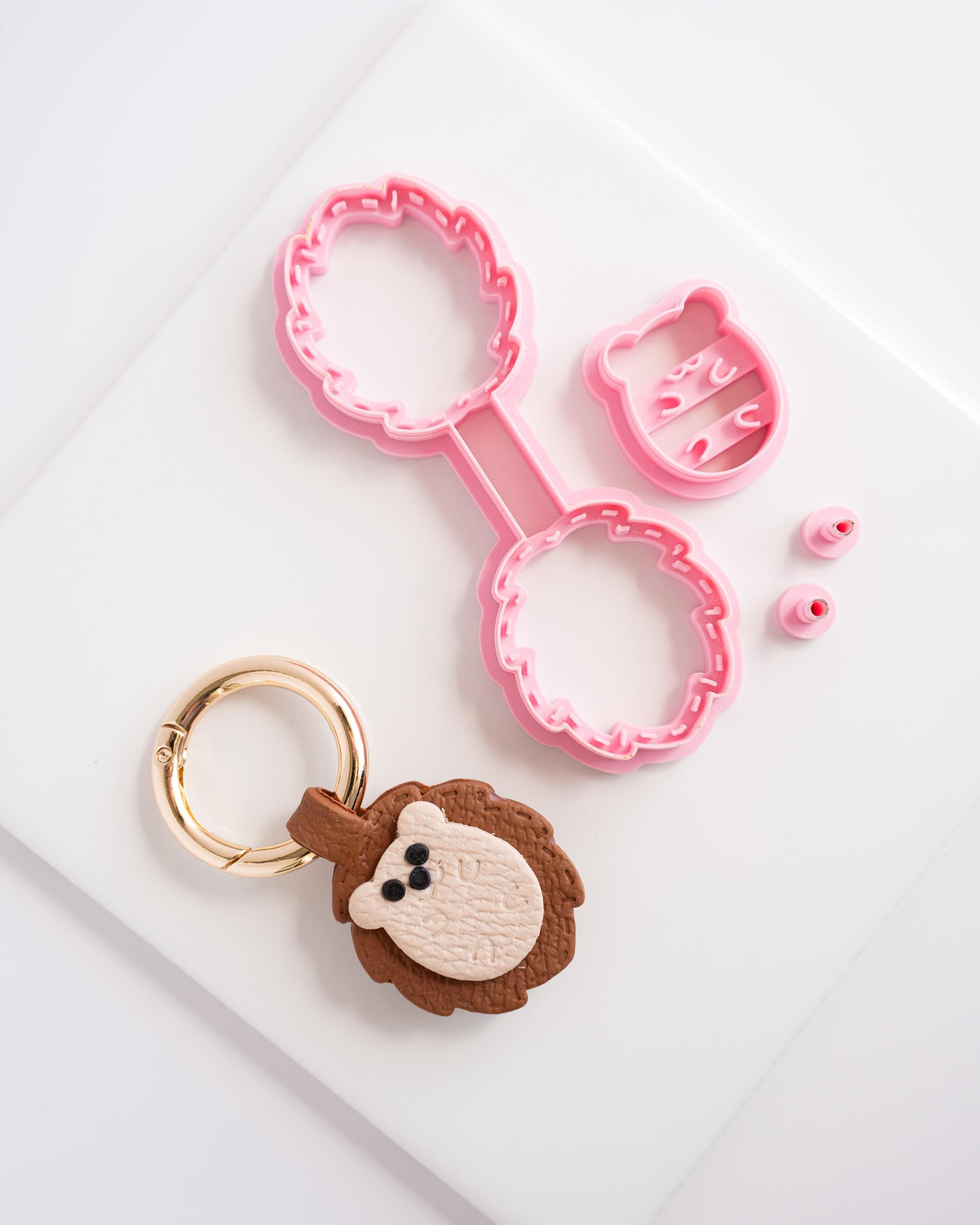 Hedgehog - Stitched Clay Leather Effect Keychain