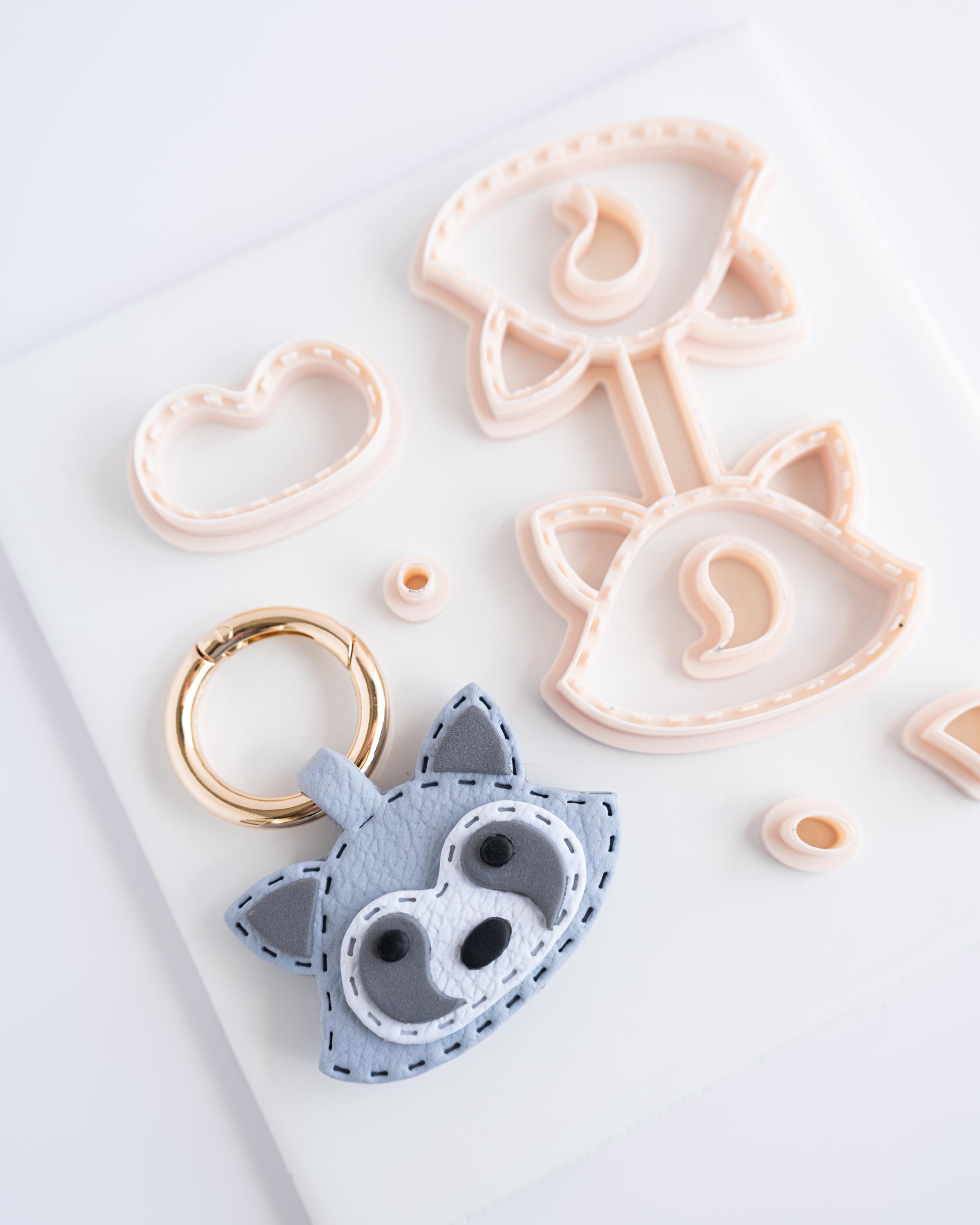Raccoon - Stitched Clay Leather Effect Keychain