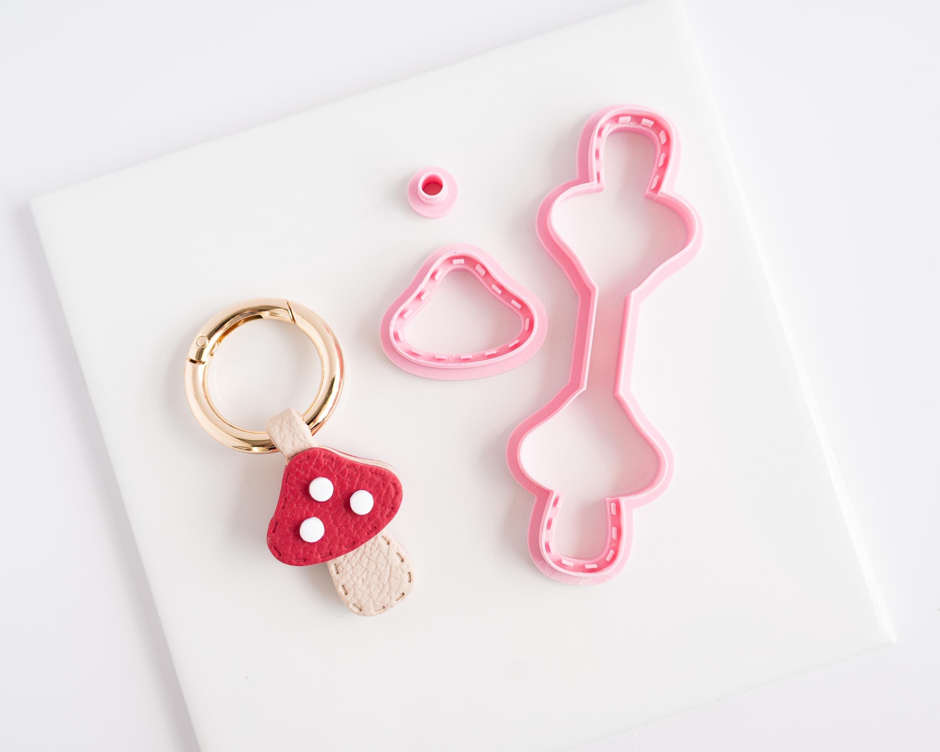 Mushroom - Stitched Clay Leather Effect Keychain