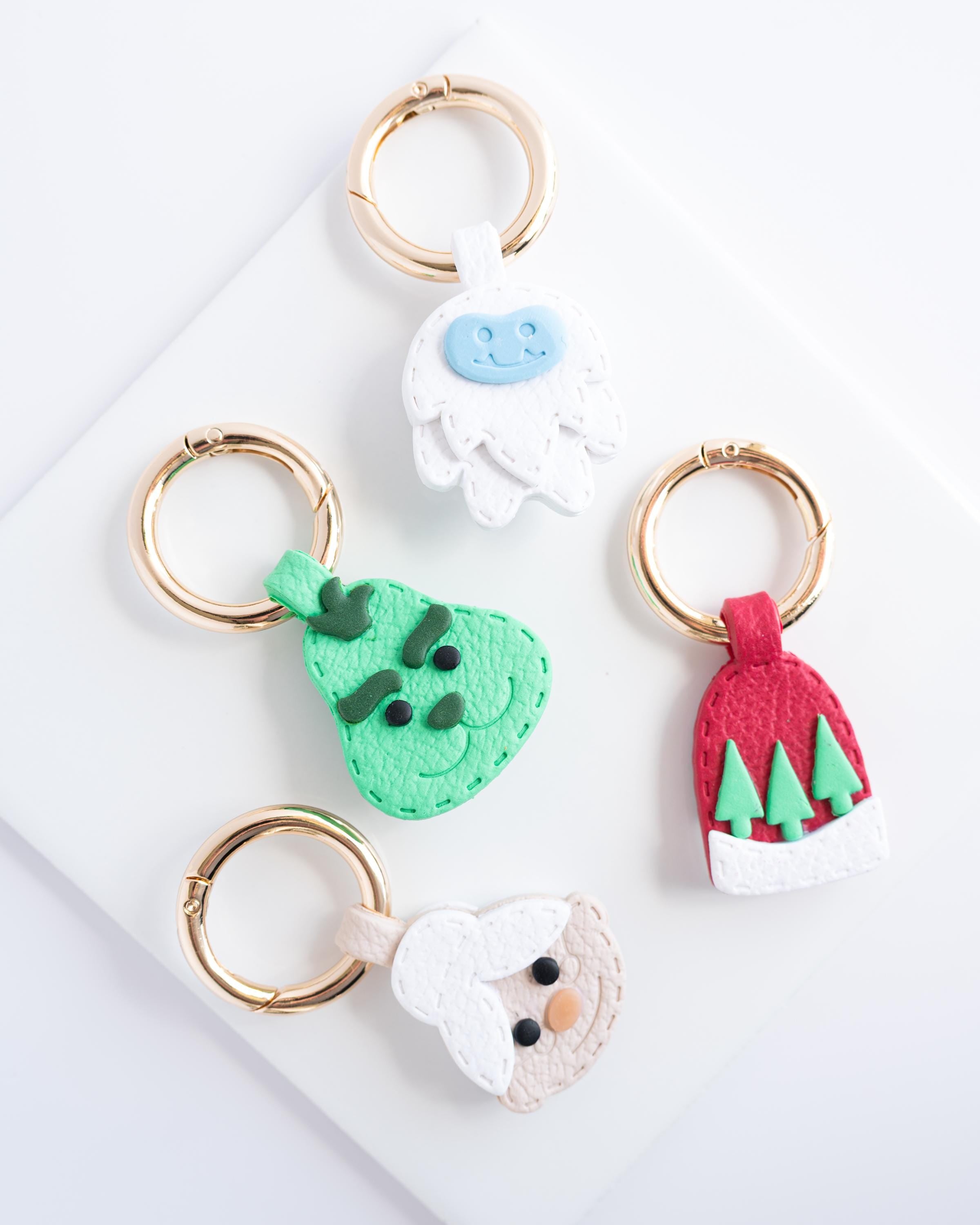 Mrs Claus - Stitched Clay Leather Effect Keychain - Christmas 2025