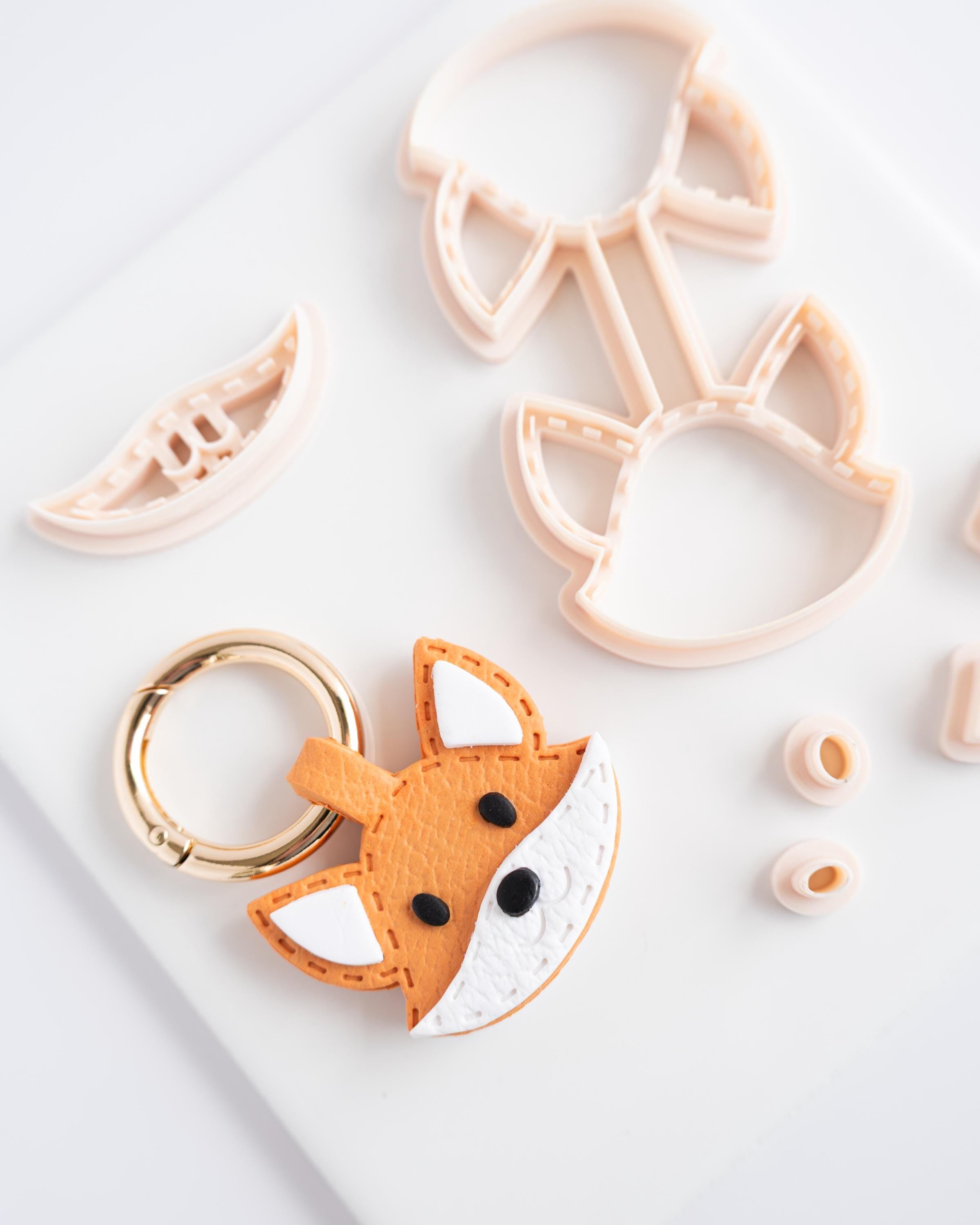 Fox - Stitched Clay Leather Effect Keychain