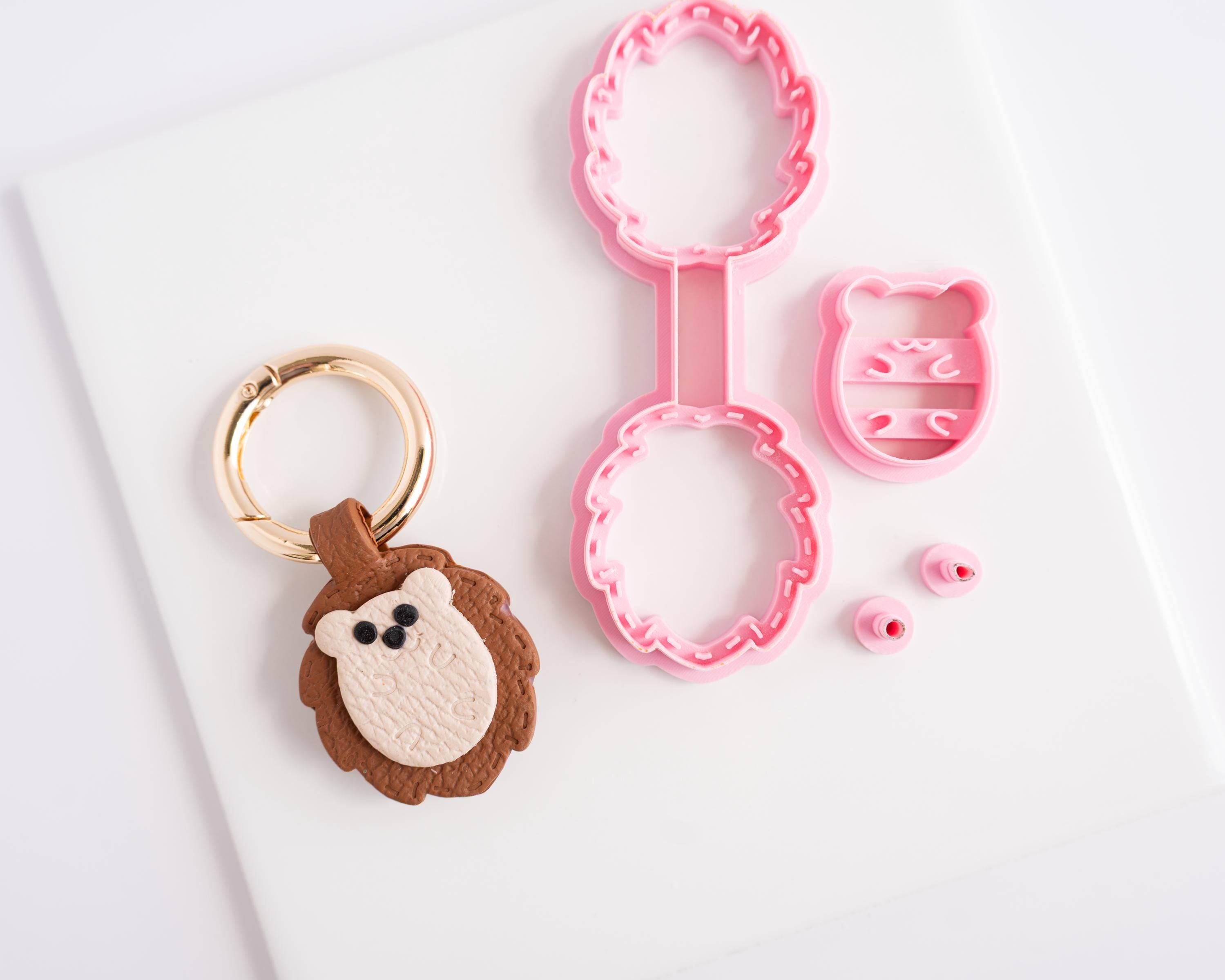 Hedgehog - Stitched Clay Leather Effect Keychain