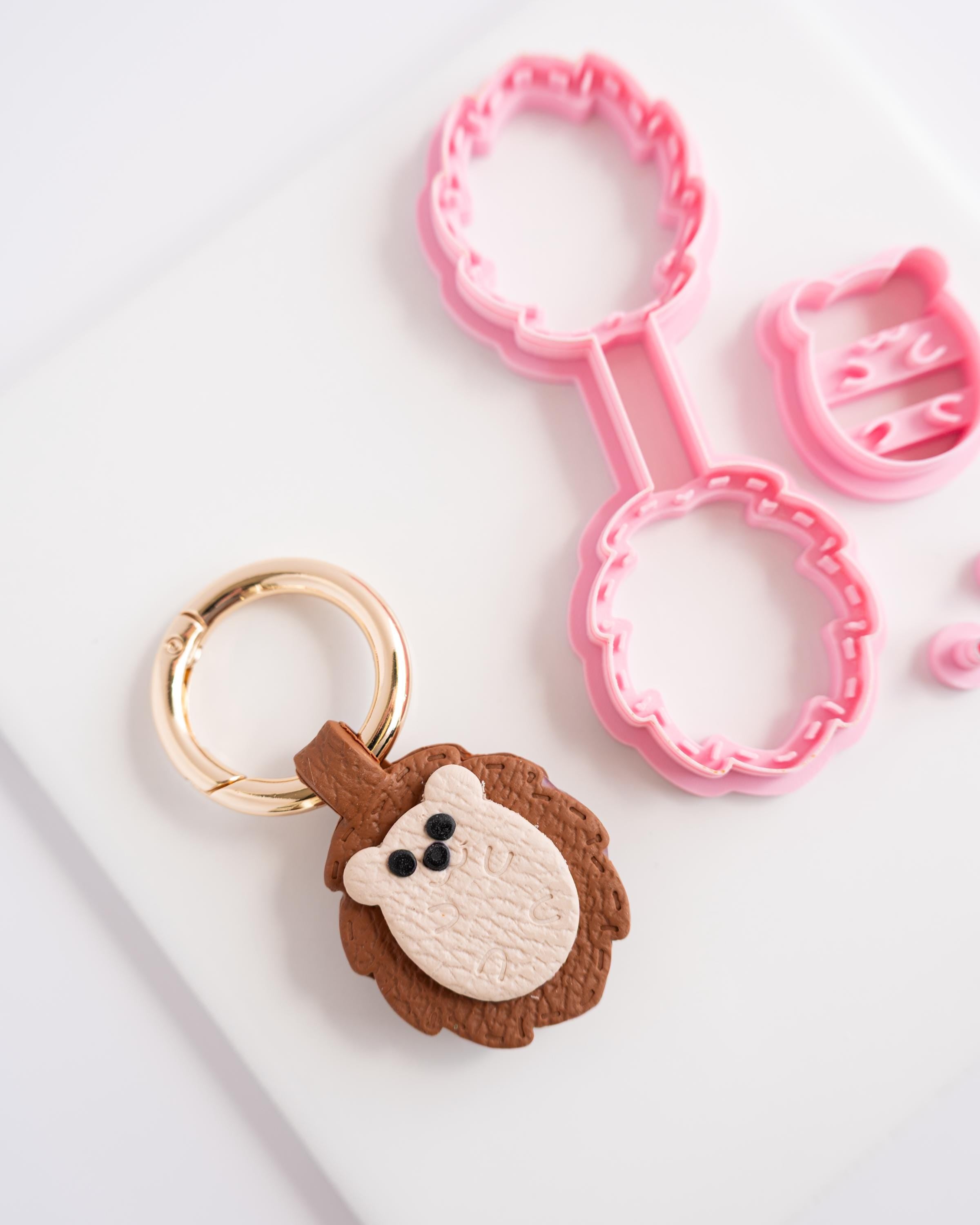 Hedgehog - Stitched Clay Leather Effect Keychain