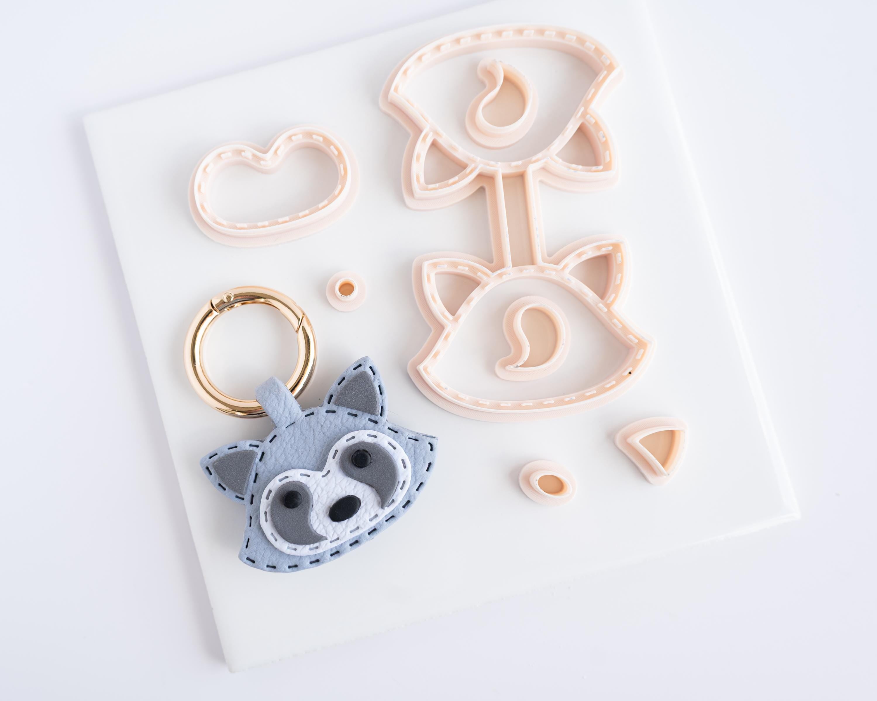 Raccoon - Stitched Clay Leather Effect Keychain