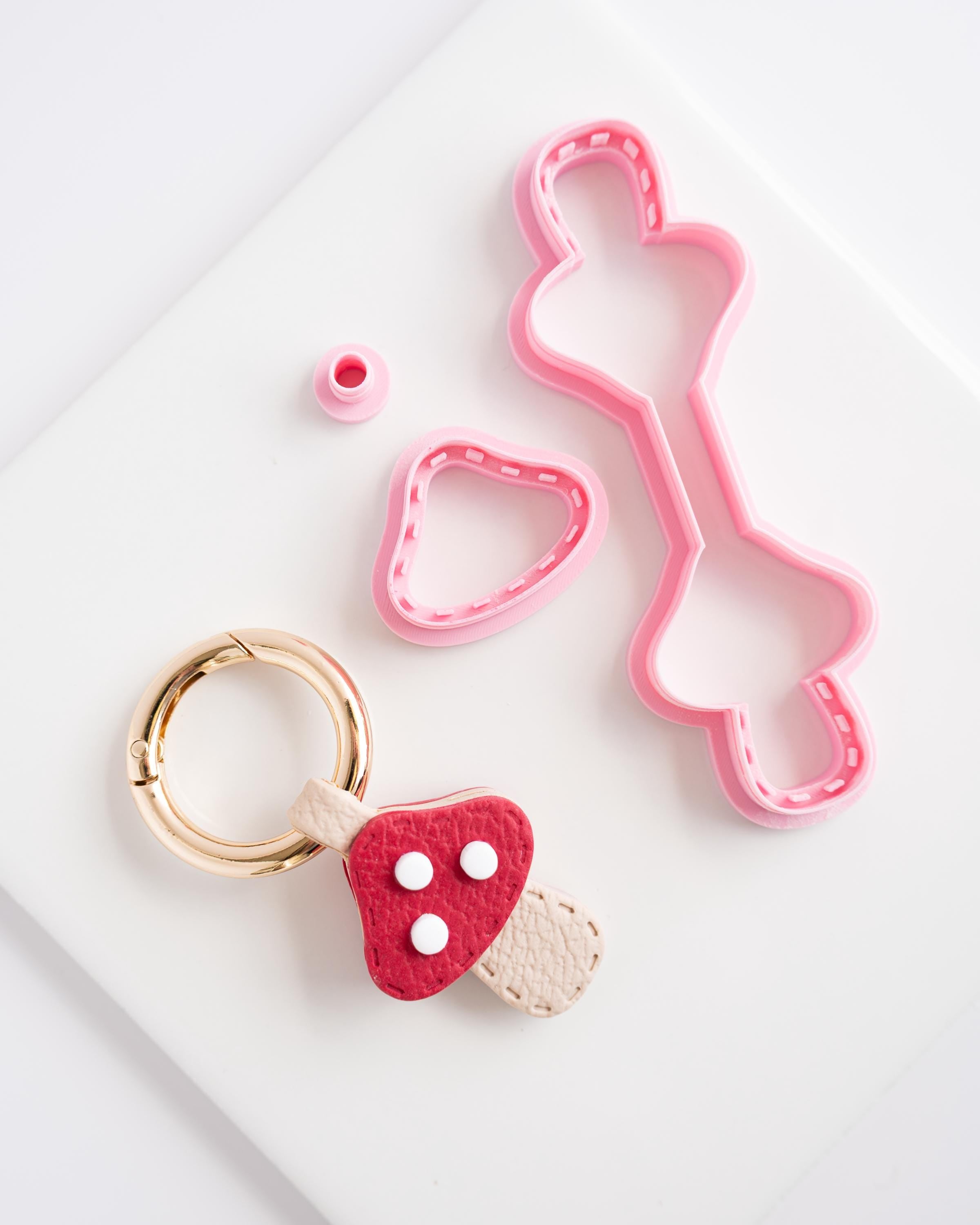 Mushroom - Stitched Clay Leather Effect Keychain