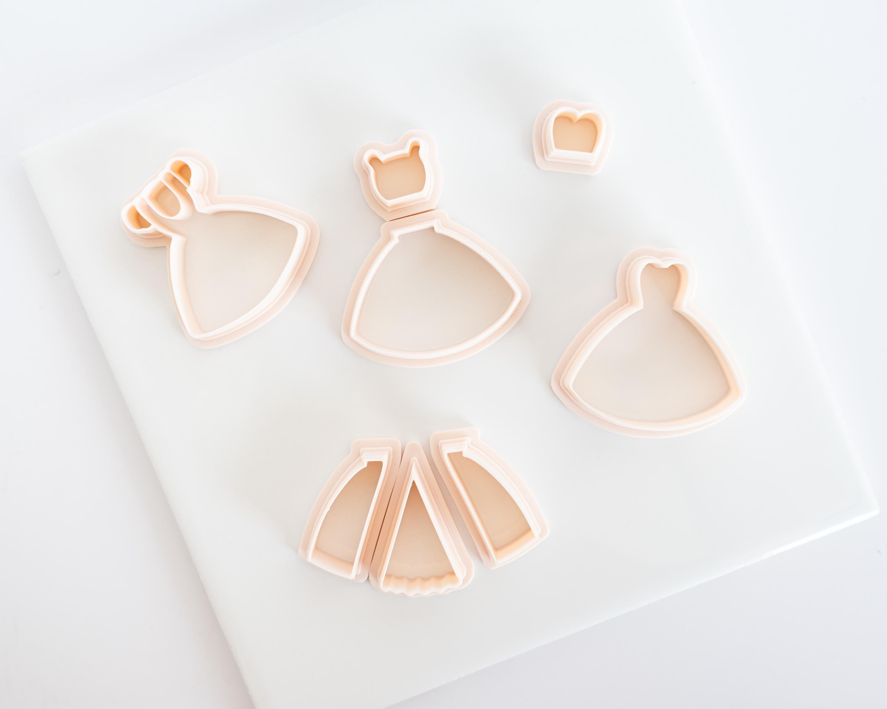 Paper Doll Dress Set - Mix and Match - Make your own - 8 Pc Clay Cutter