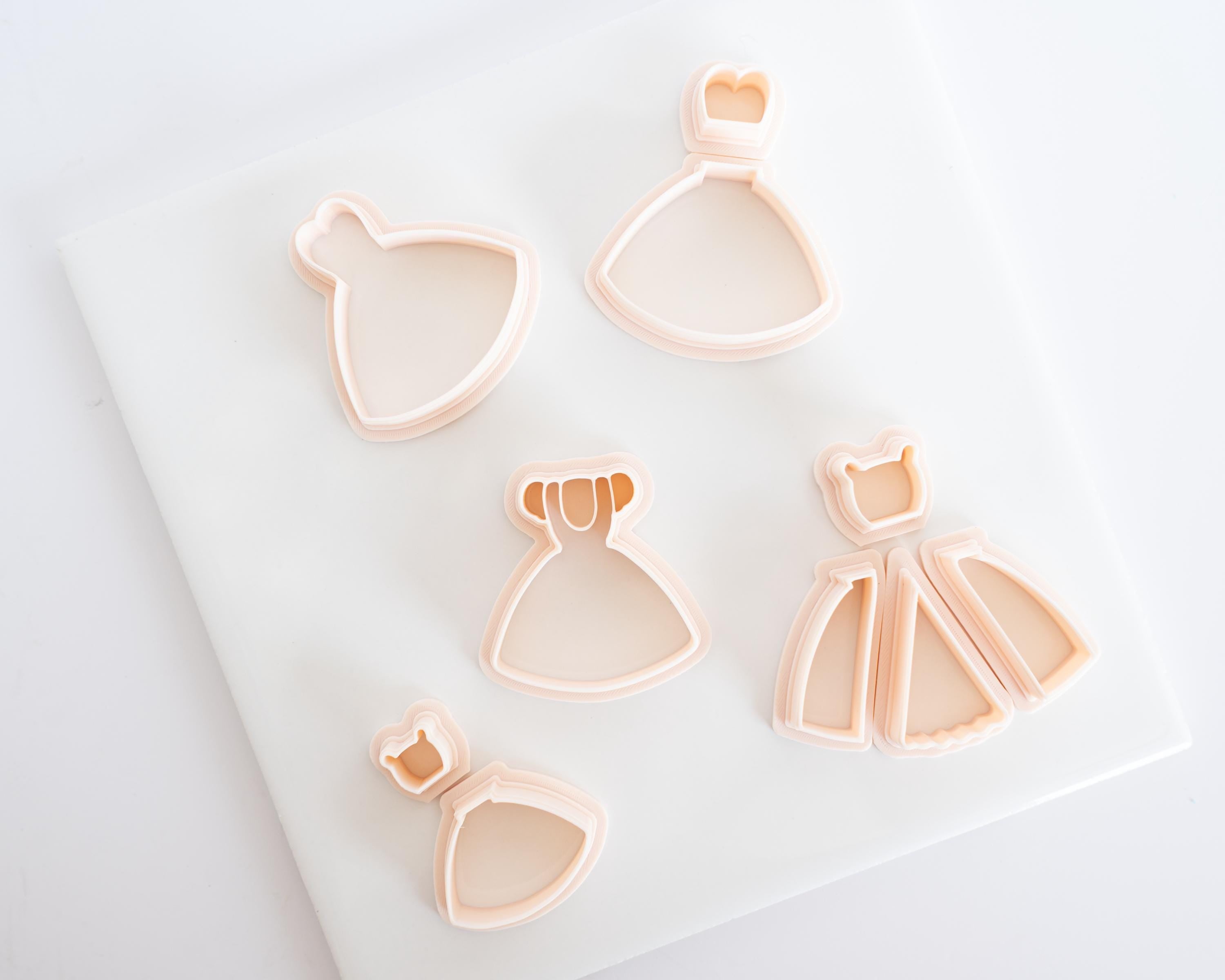 Paper Doll Dress Set - Mix and Match - Make your own - 8 Pc Clay Cutter