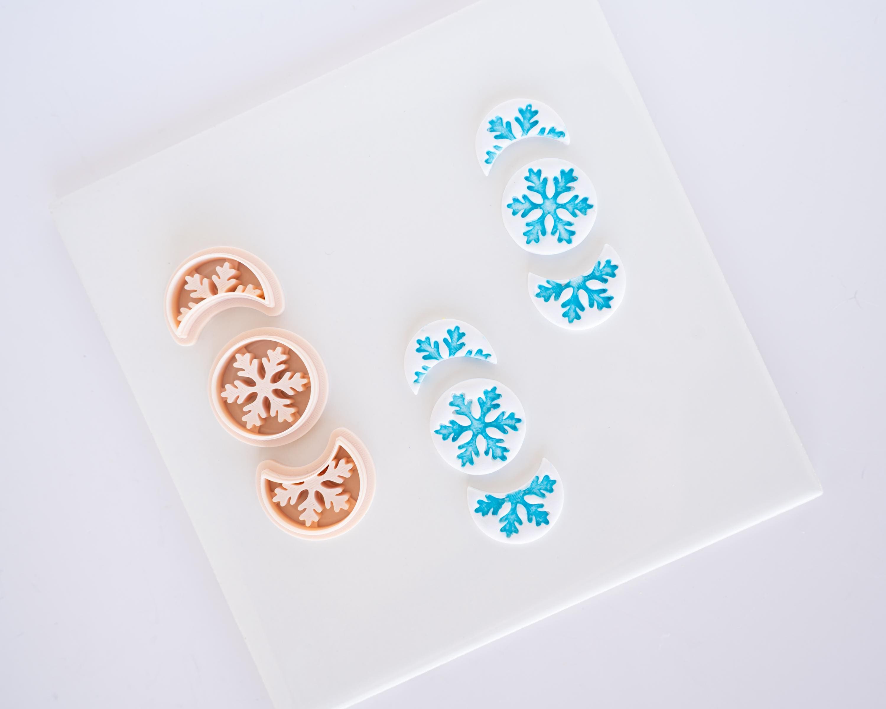 Moon Phases Snowflake Set - 3 Piece Clay Cutters
