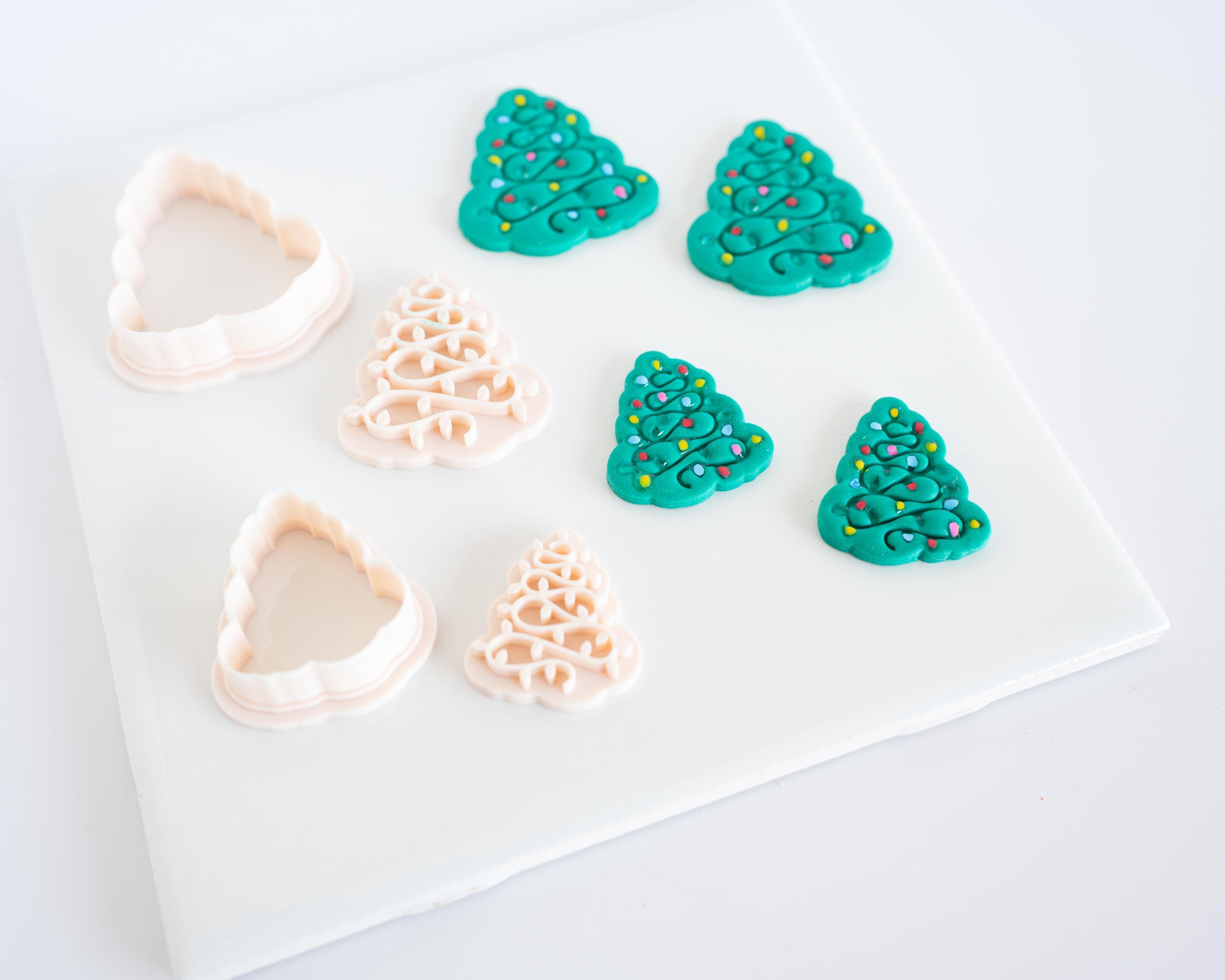 Festive Tree with Light Stamp - Christmas Clay Cutter 2-piece set
