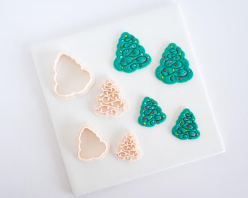Festive Tree with Light Stamp - Christmas Clay Cutter 2-piece set