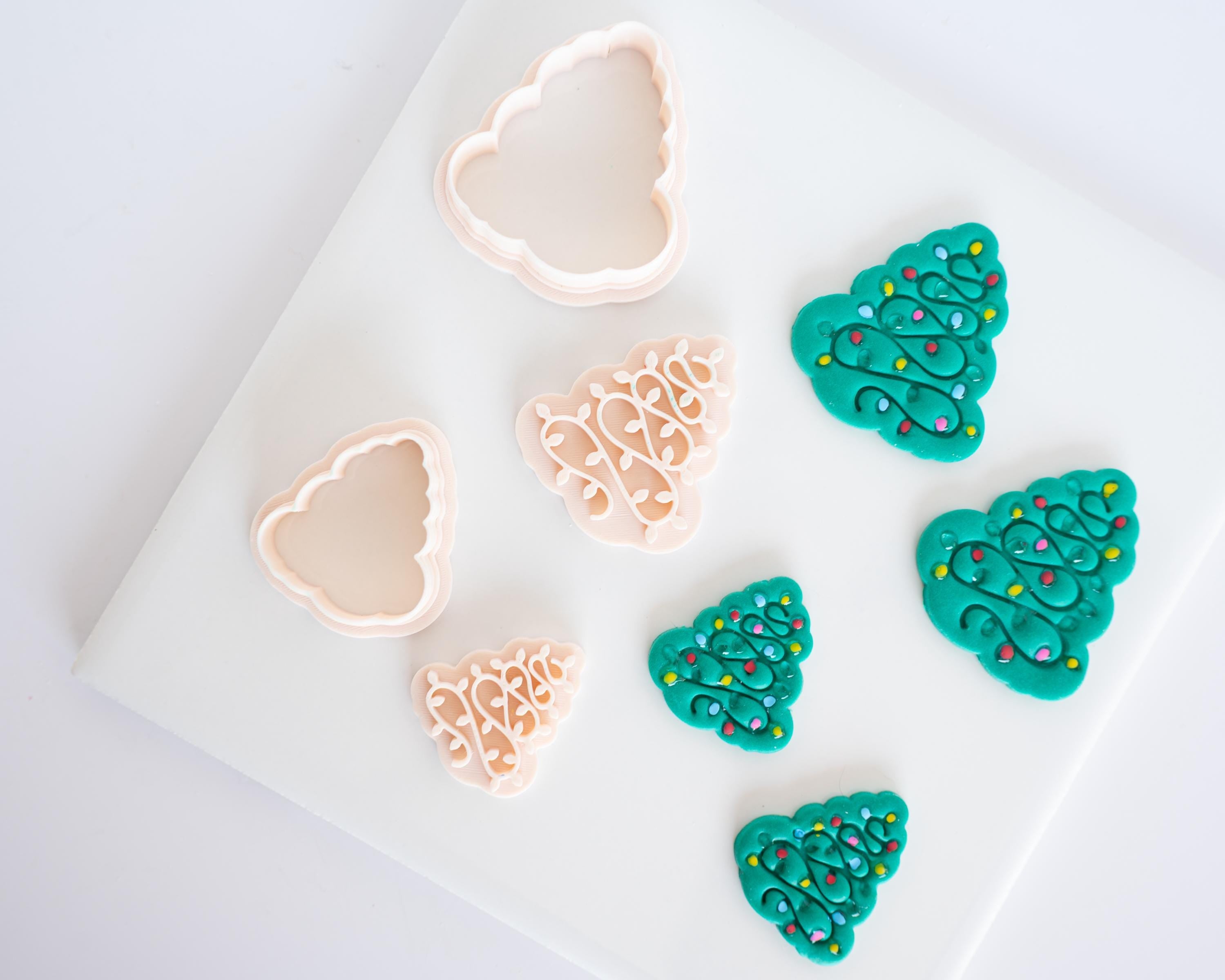 Festive Tree with Light Stamp - Christmas Clay Cutter 2-piece set