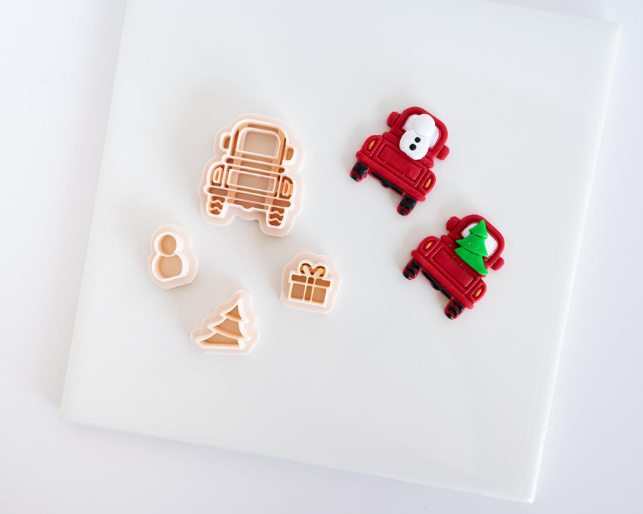Holiday Truck with Luggage - 4 Piece Christmas Clay Cutter Set
