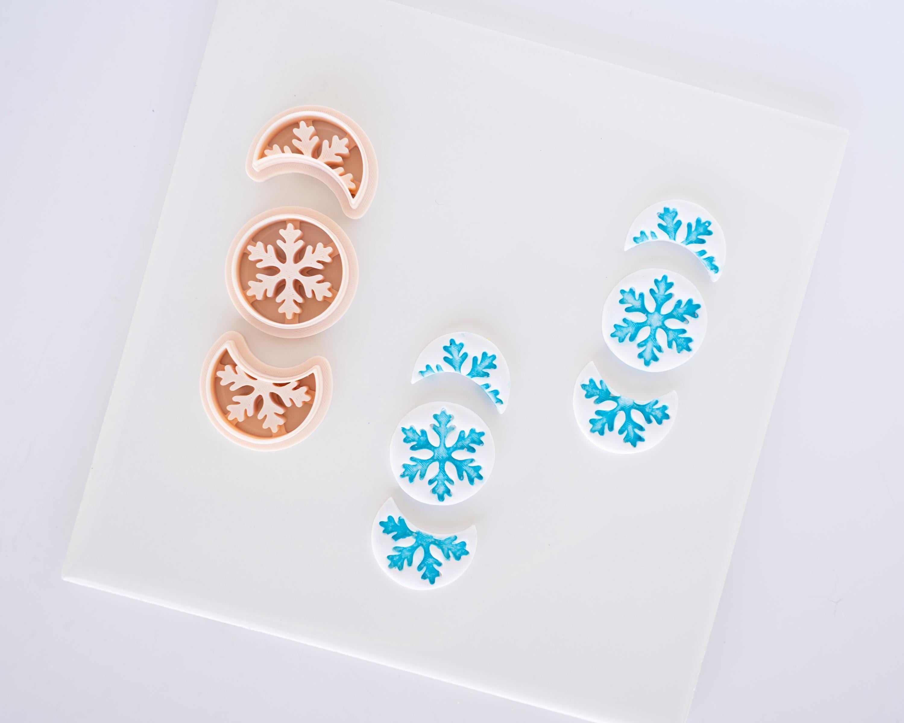 Moon Phases Snowflake Set - 3 Piece Clay Cutters