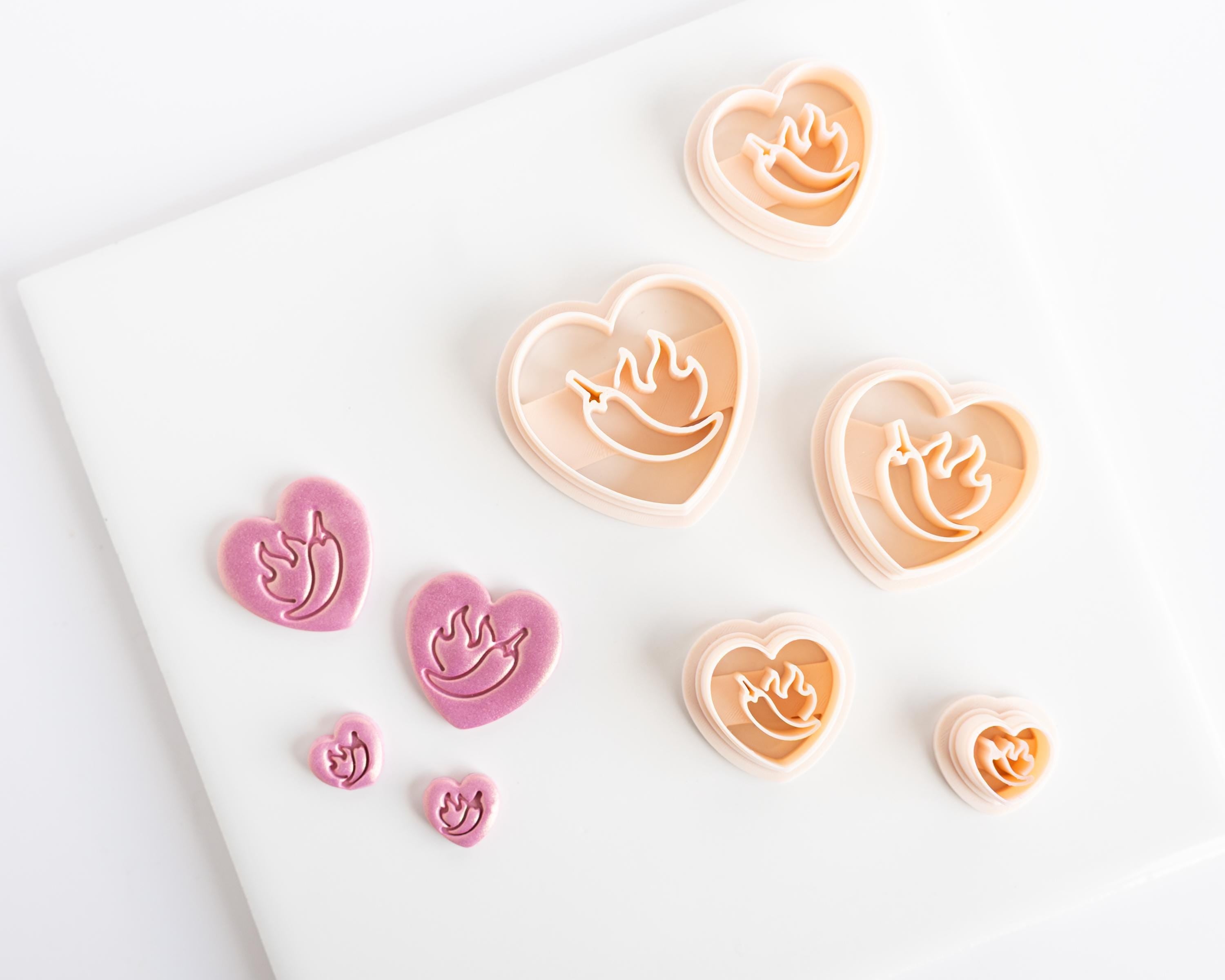 Chili Pepper and Eggplant Embossed Heart