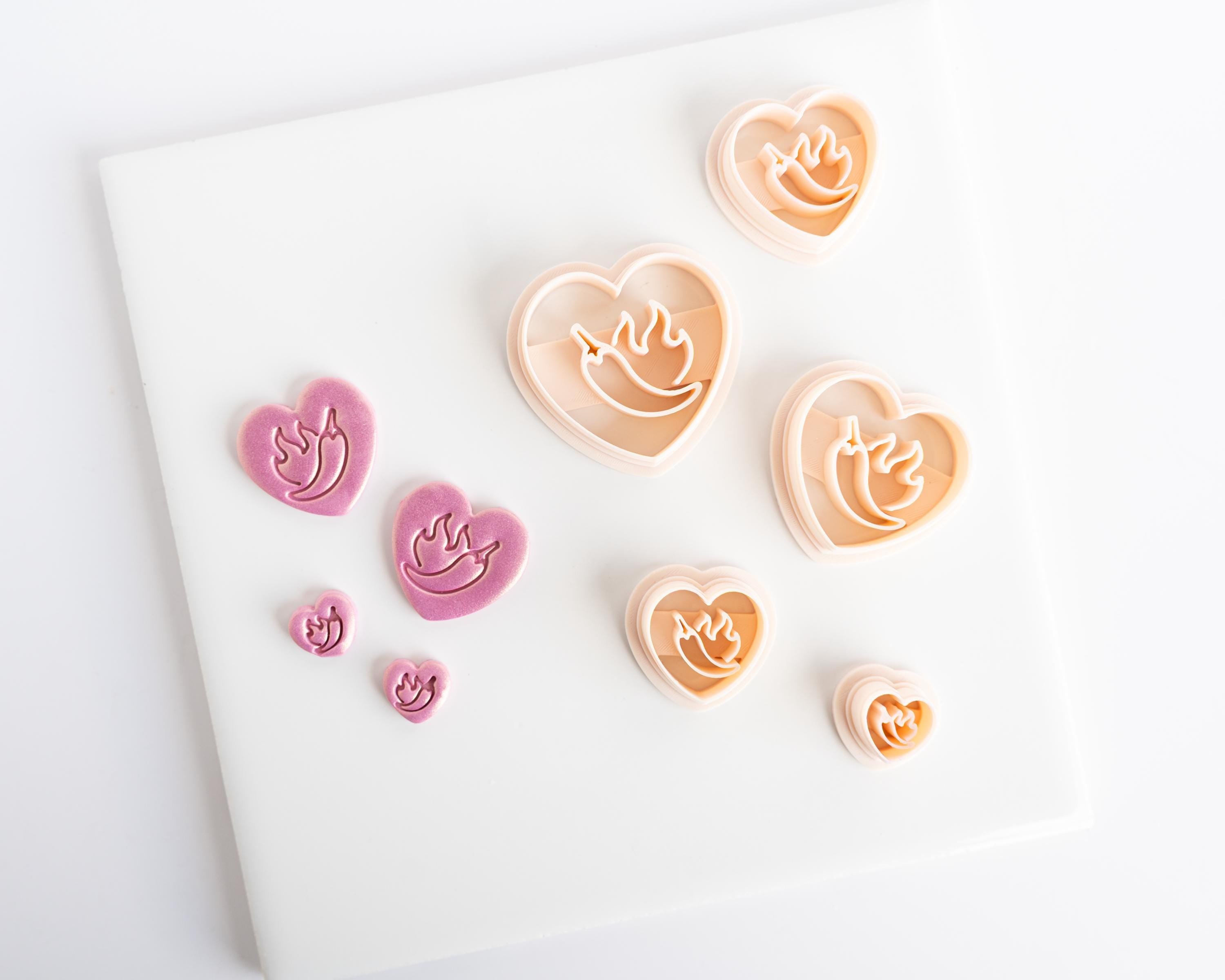 Chili Pepper and Eggplant Embossed Heart