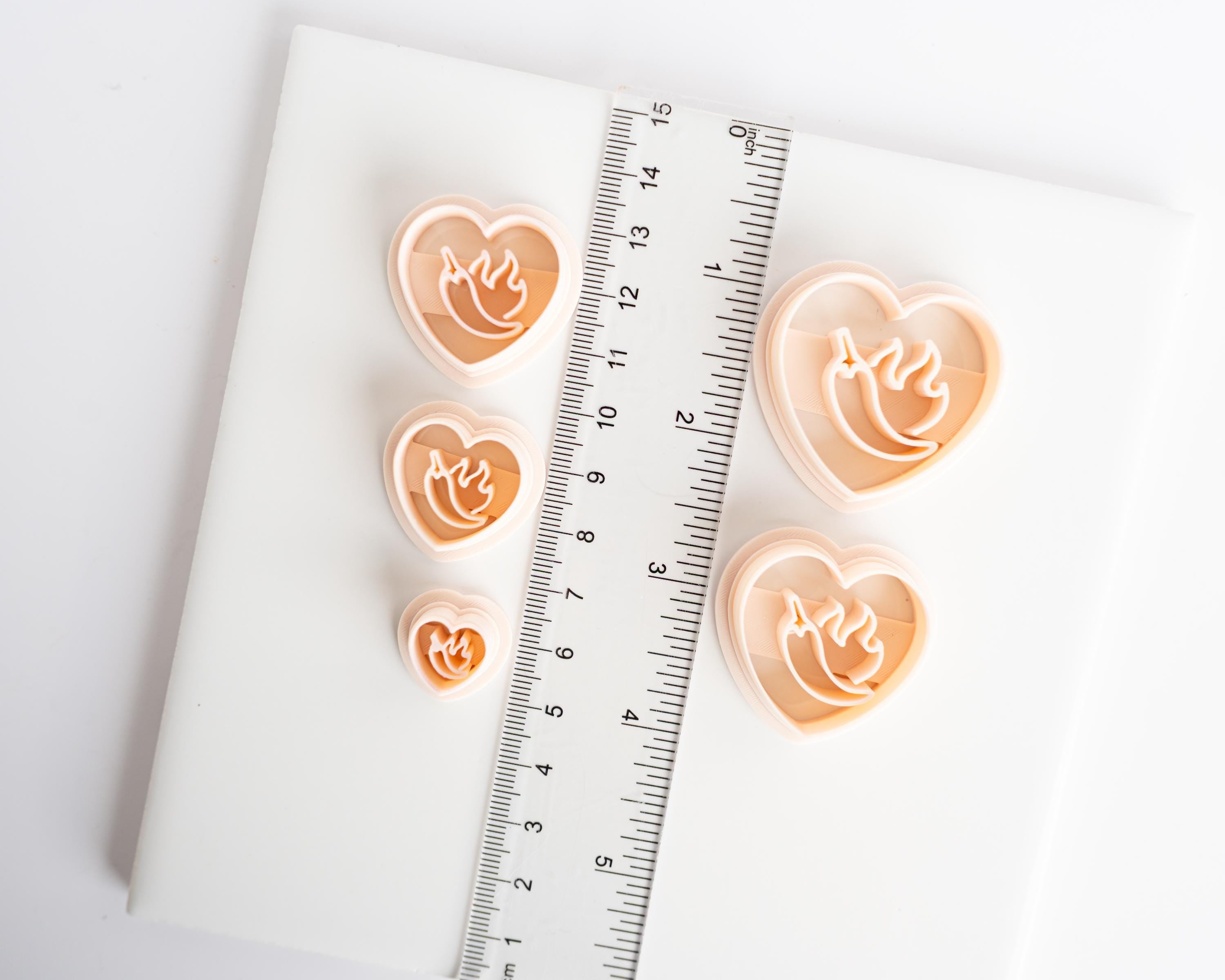 Chili Pepper and Eggplant Embossed Heart