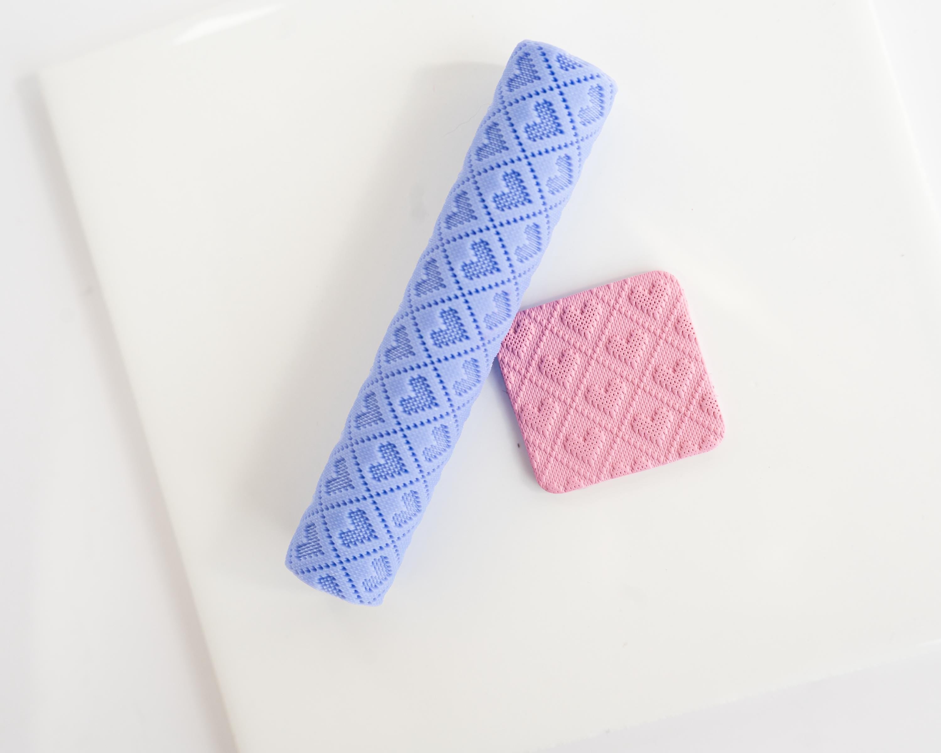 Diamond Knitted Hearts Roller - Valentine's Day Resin Texture Roller