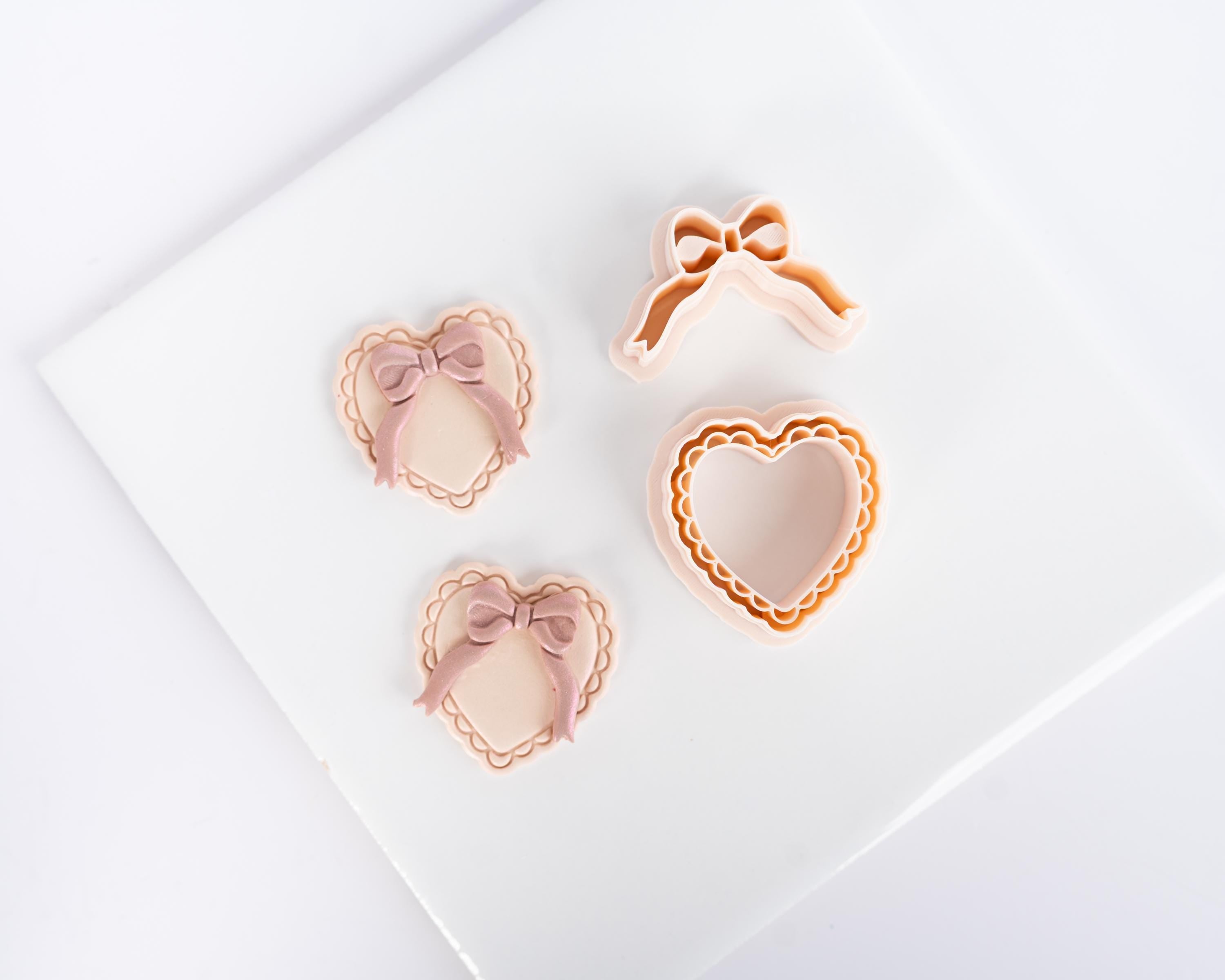 Sweetheart Charm - 2 piece heart and bow cutter