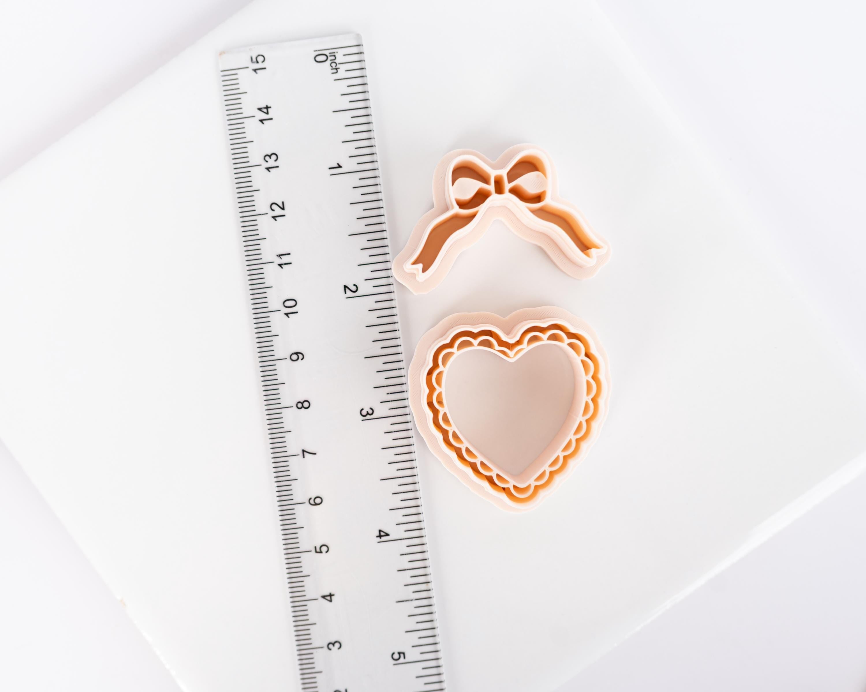Sweetheart Charm - 2 piece heart and bow cutter