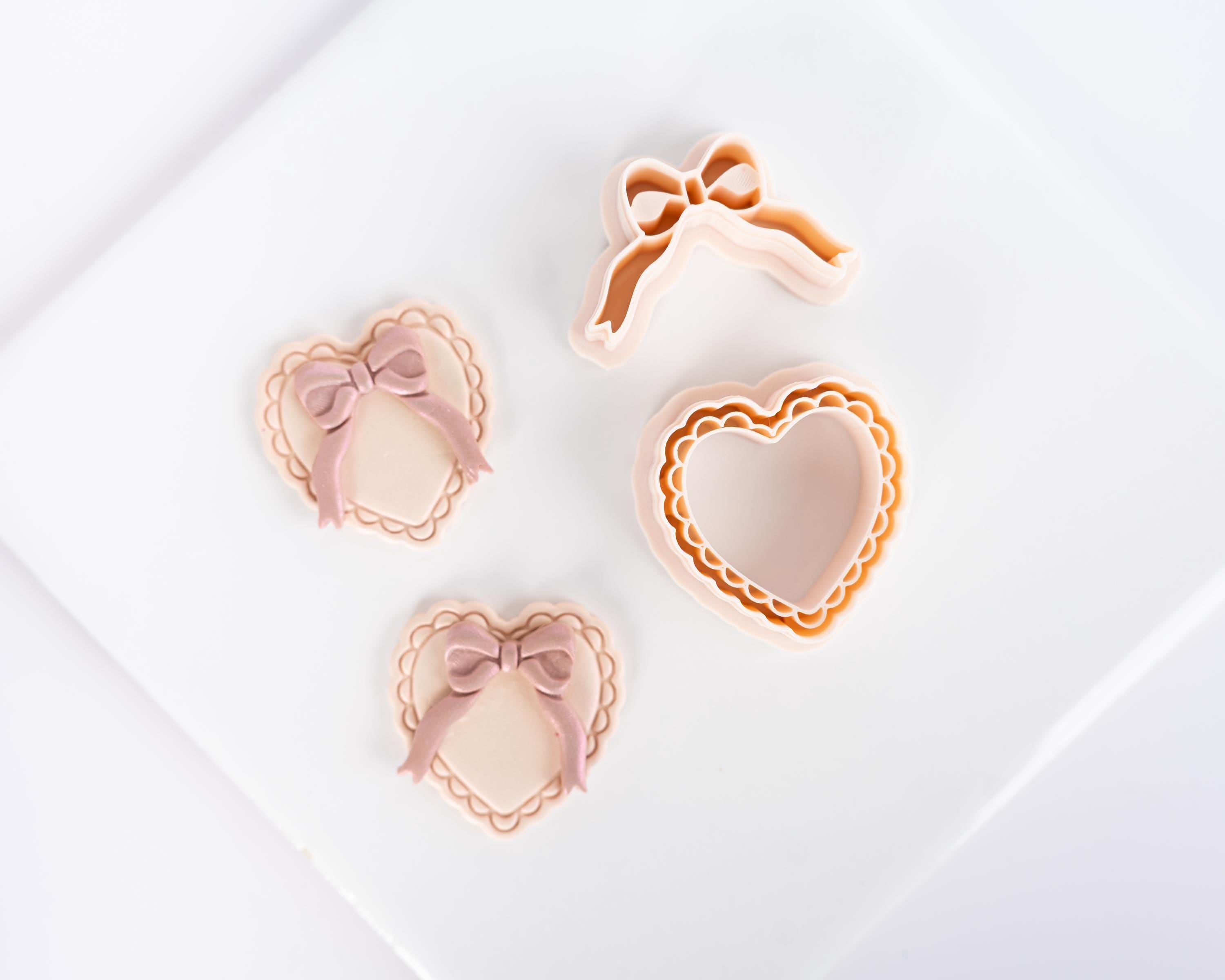 Sweetheart Charm - 2 piece heart and bow cutter