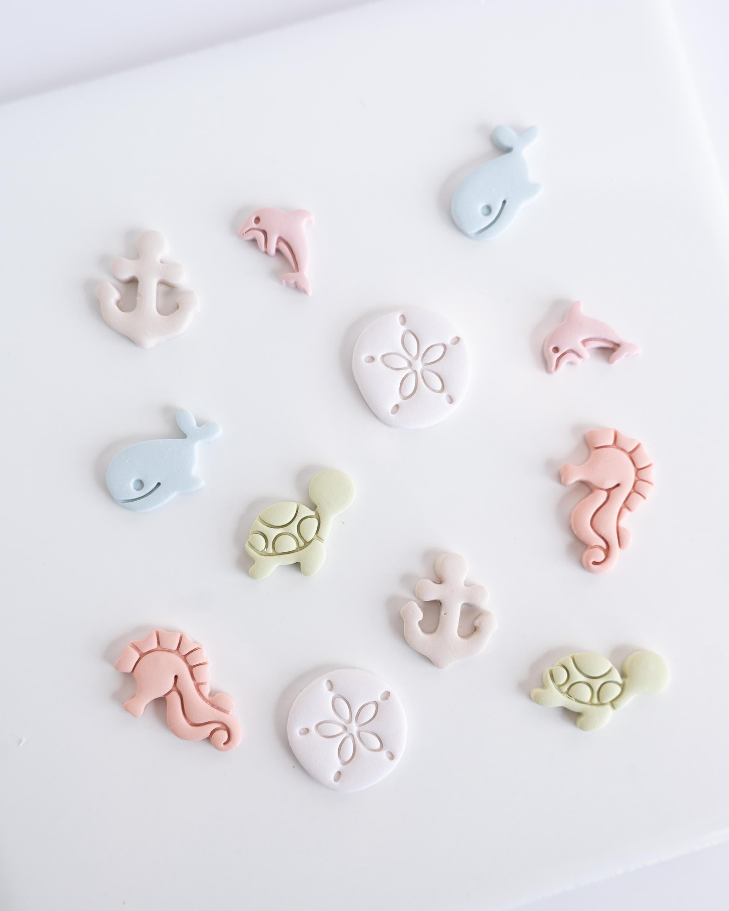 Sea Studs: Anchor, Dolphin, Sand Dollar, Sea Horse, Turtle and Whale