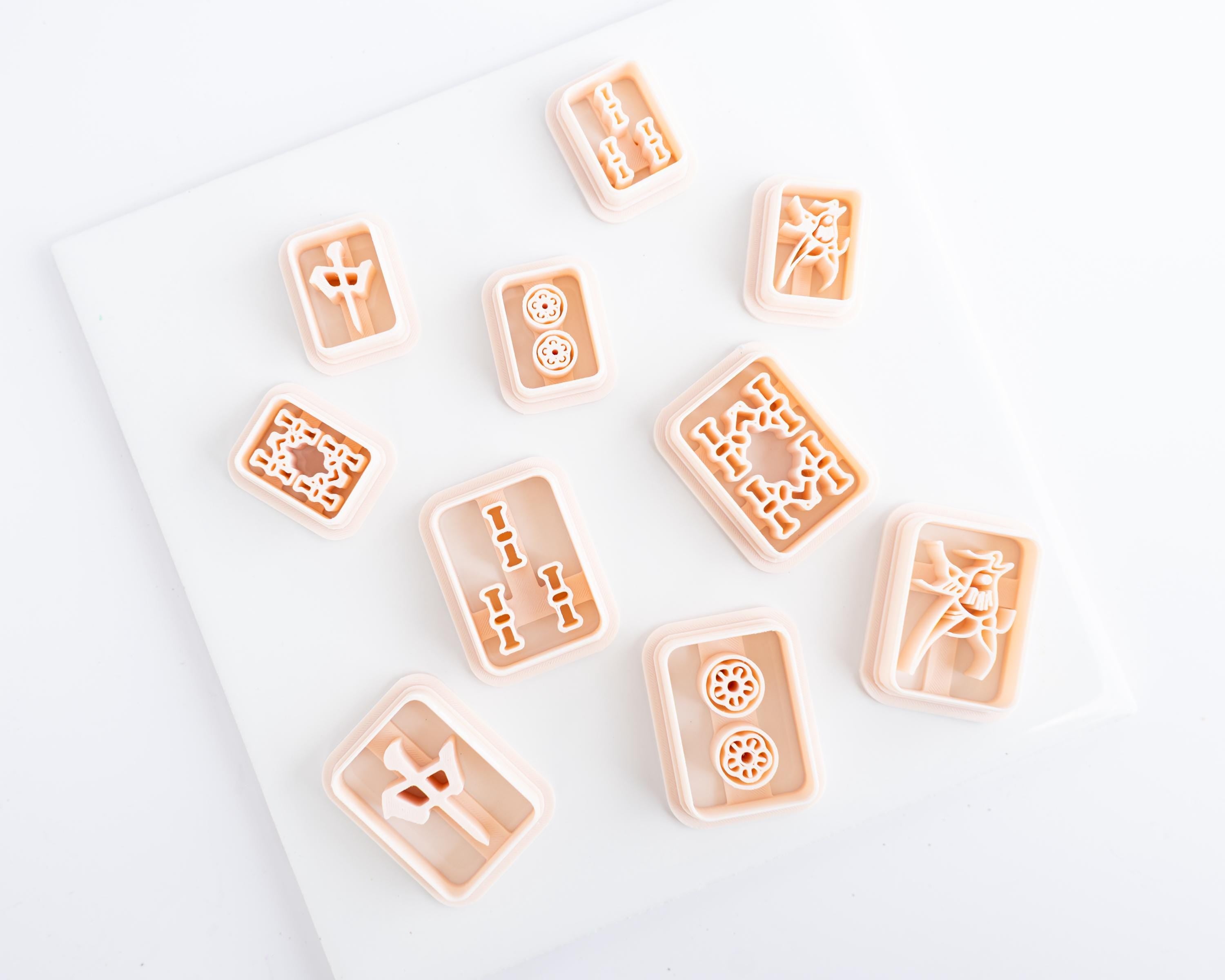 Mahjong Tile Clay Cutters, Embossed (Set of 5 Designs)